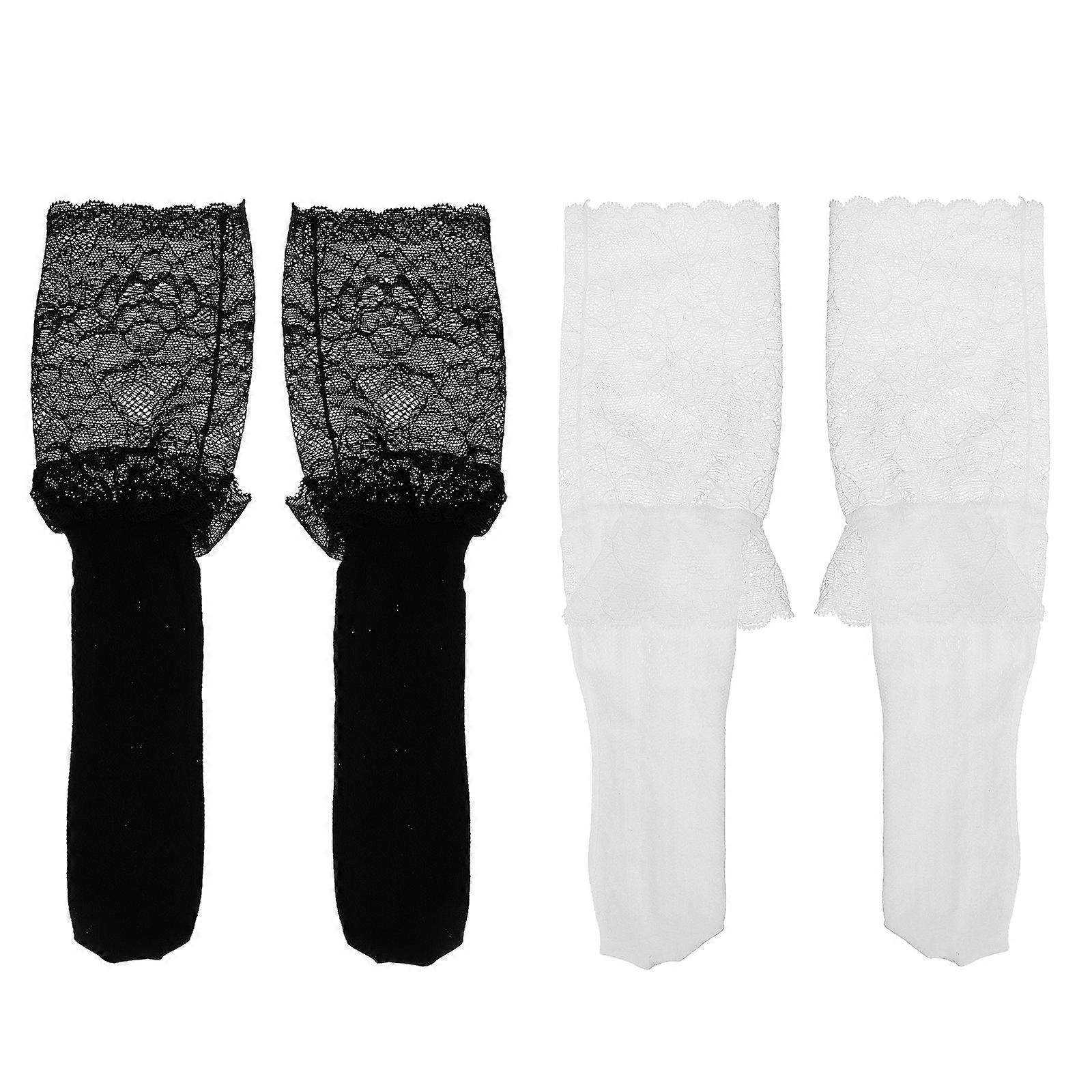 Children Ankle Length Socks 2 Pairs Breathable Lace Mesh Assorted Color Suitable For Dance Parties And Christmas Celebrations