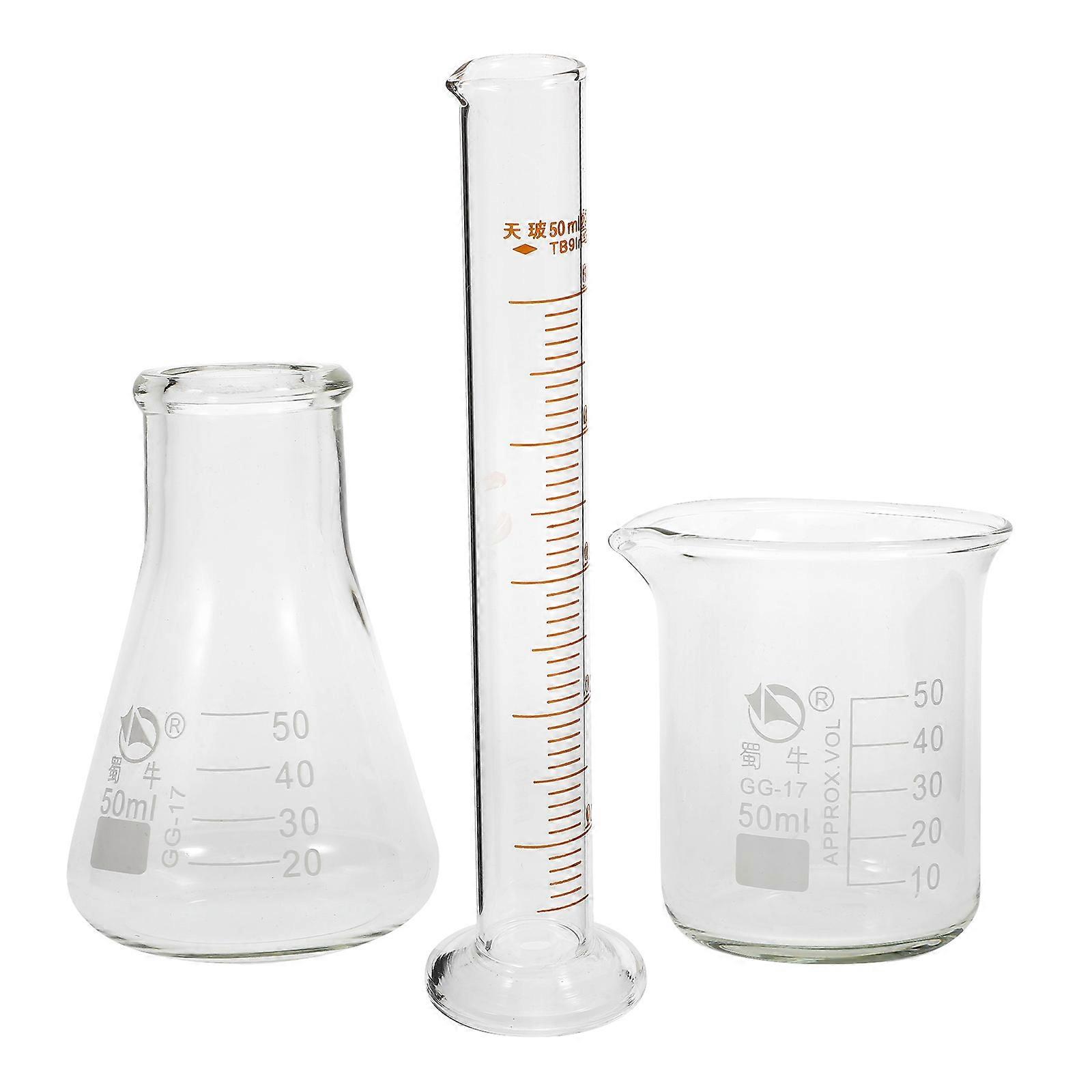Transparent Glass Tool Kit with Graduated Cylinder for Measure 1 Set