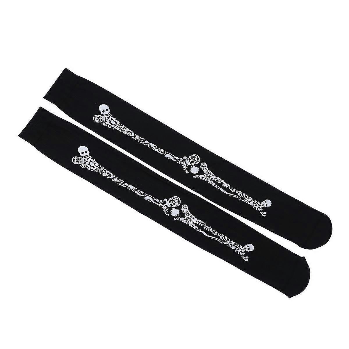 Halloween Cosplay Socks With White Skeleton Pattern For Men And Color Featuring Comfortable Wearing Design 1 Pair