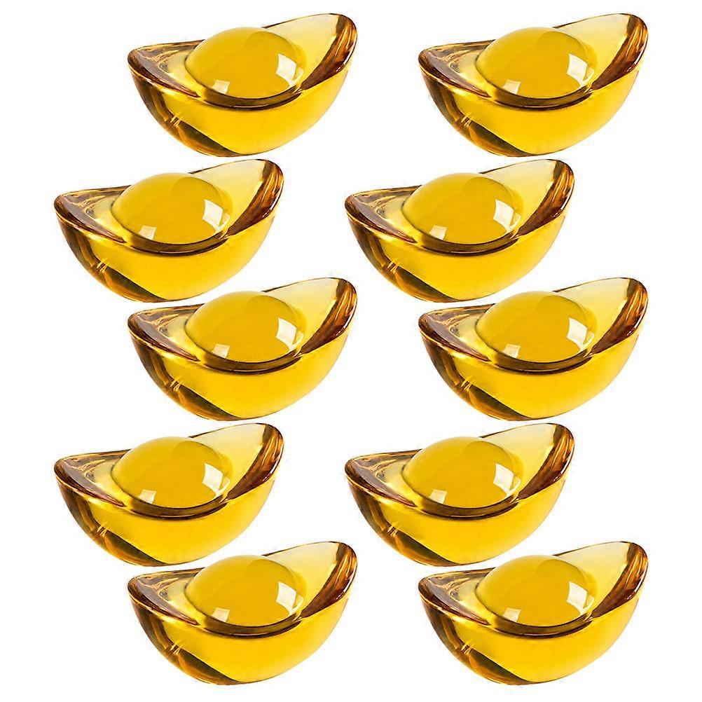 10pcs Faux Ingot Ornaments – Realistic Tabletop Decor for Home, Office, and Feng Shui Use – Compact Craft Scene Decoration