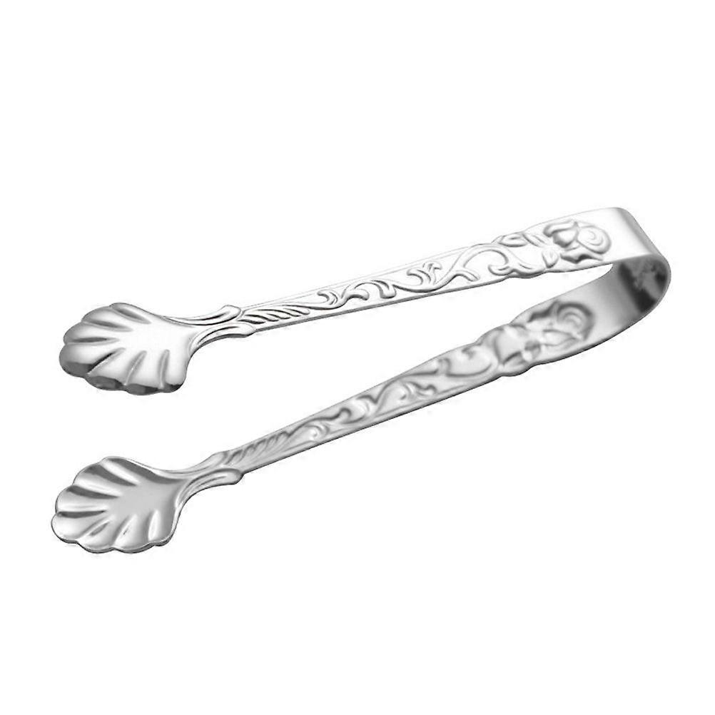Stainless Steel Tong Sugar Cube Clip Embossed Rose Pattern Ice Cube Tong
