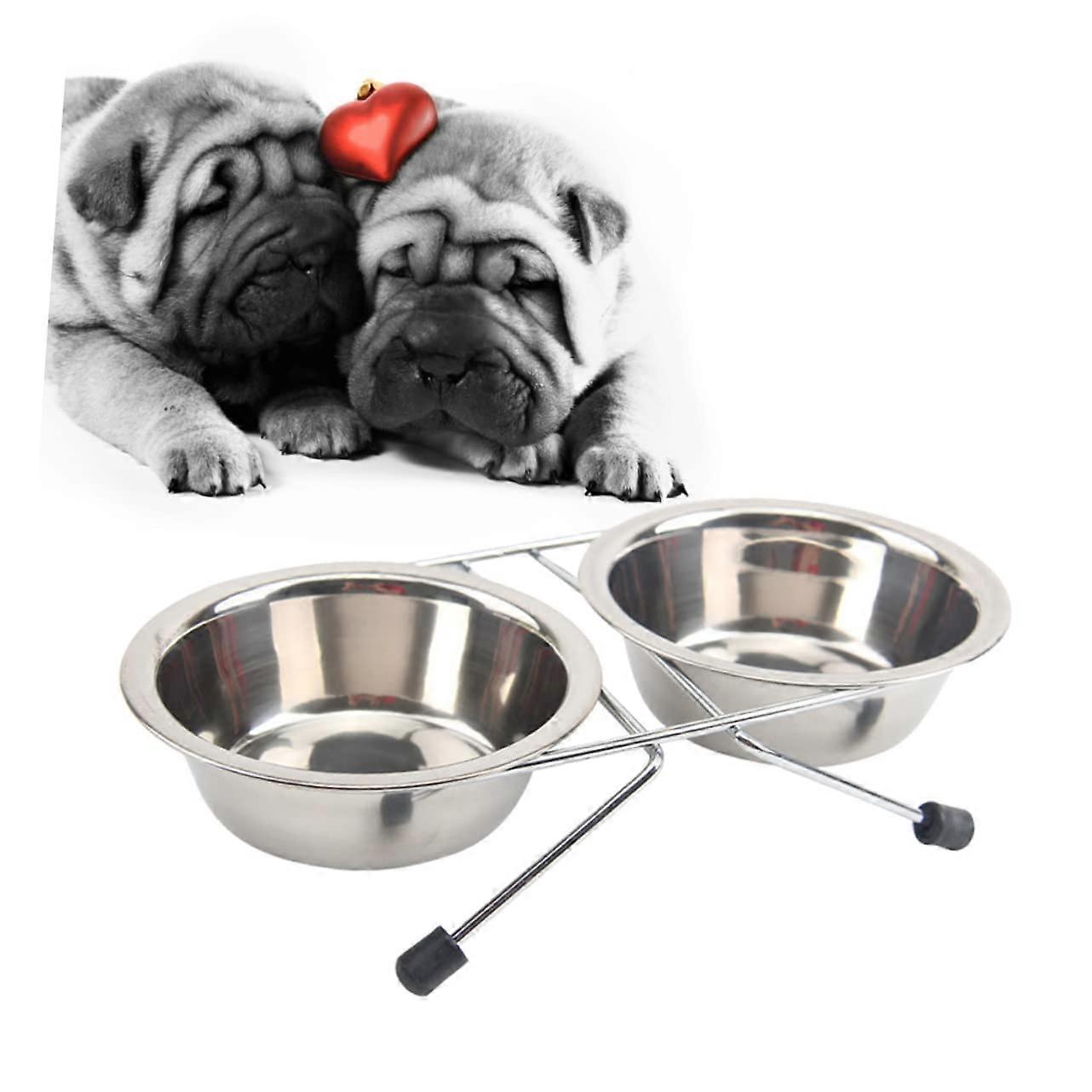 Cat Food and Water Bowl with NonSlip Stand, Removable Bowls, Large Capacity, Durable Design