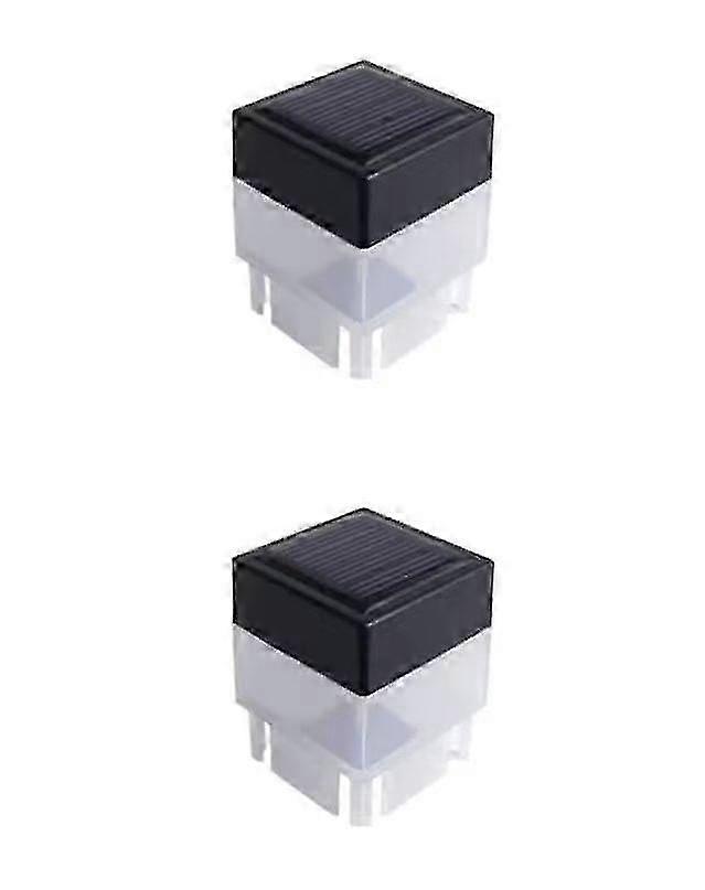 Solar LED Fence Post Caps 2-Pack, Black Waterproof Garden Lights with Auto On/Off