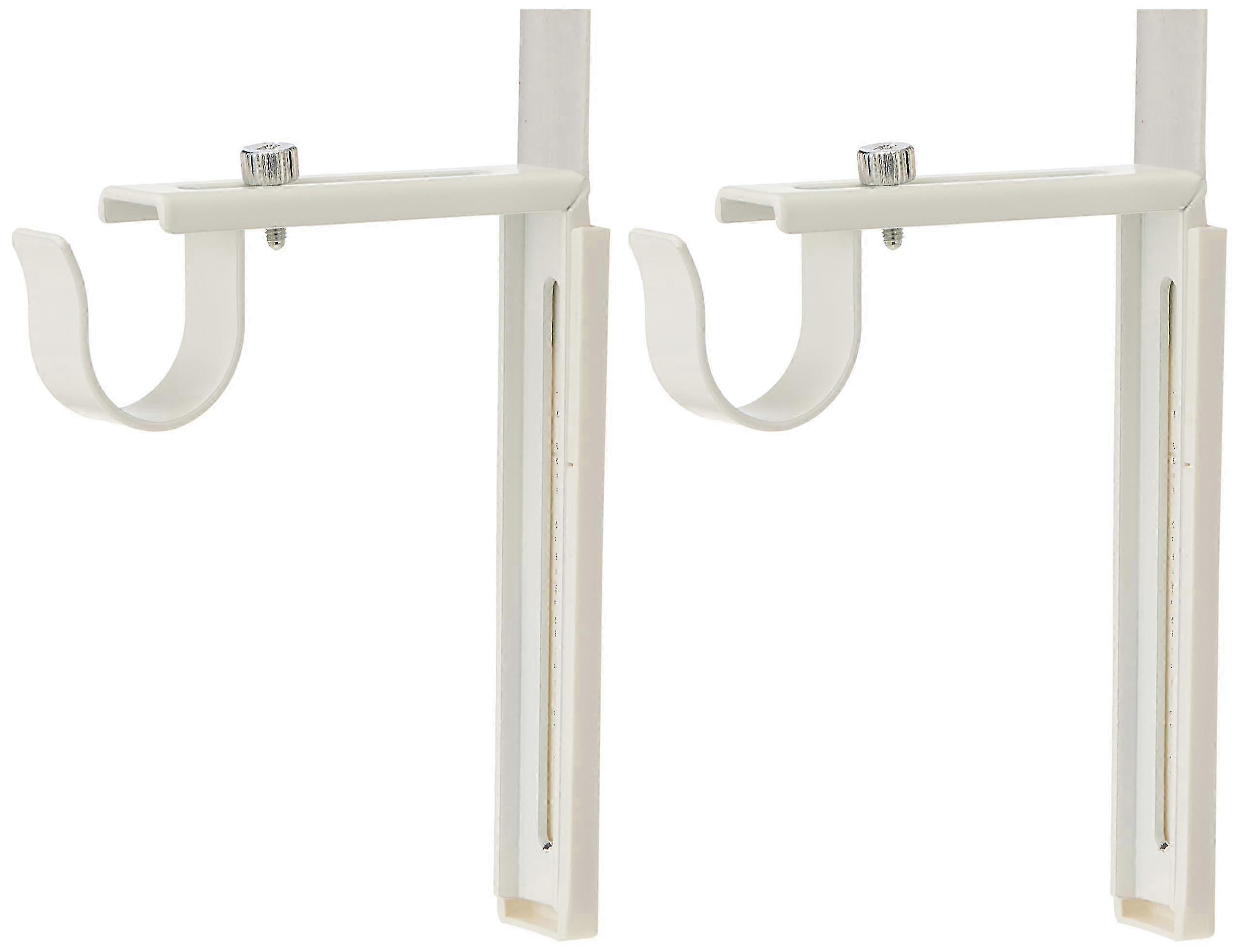 2 Sets Steel White Curtain Rod Holder Bracket for Wall Ceiling Installation