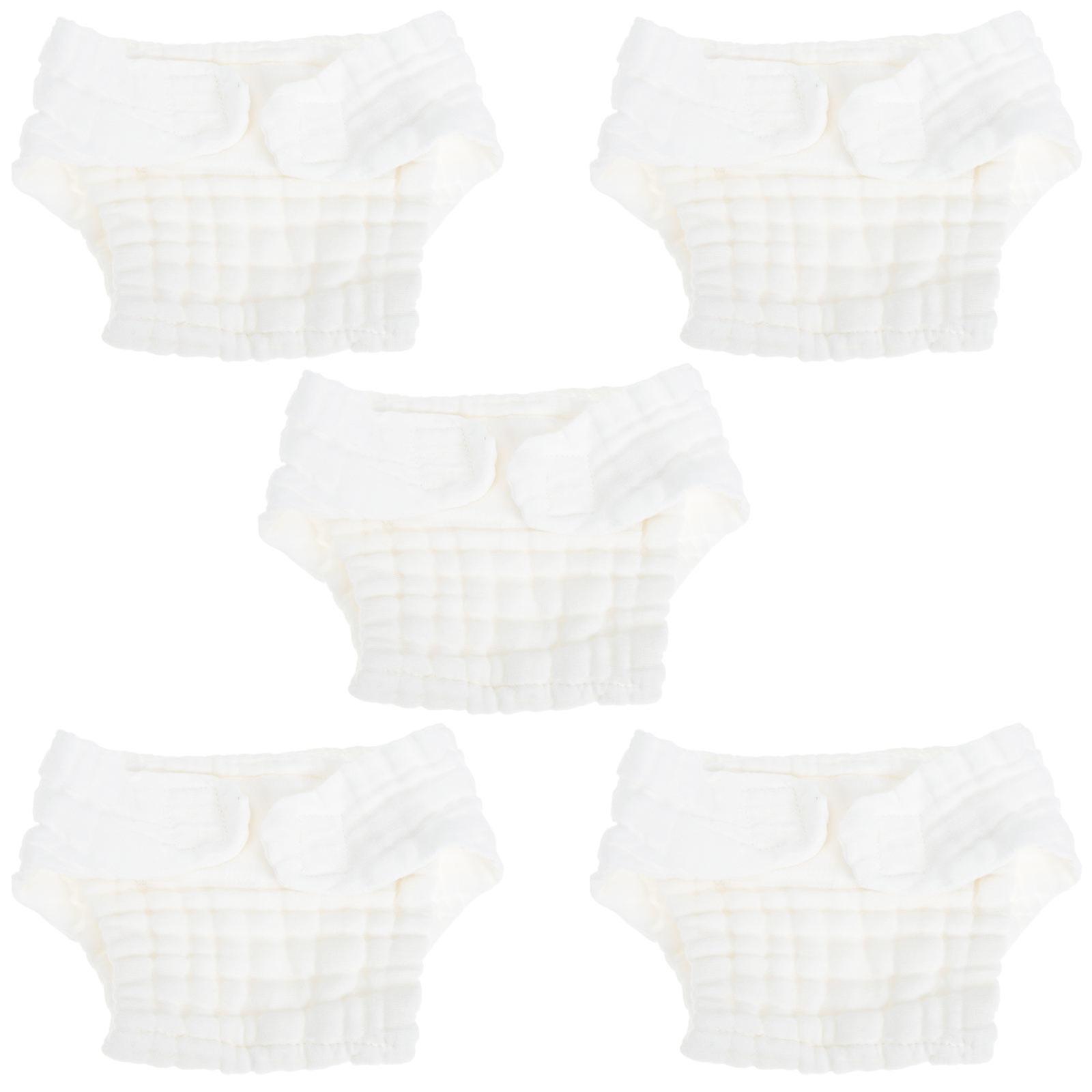 Cotton Newborn Diaper Reusable Cloth Baby Pants Suitable for Home Use Breathable Absorbent Feature White 5Set