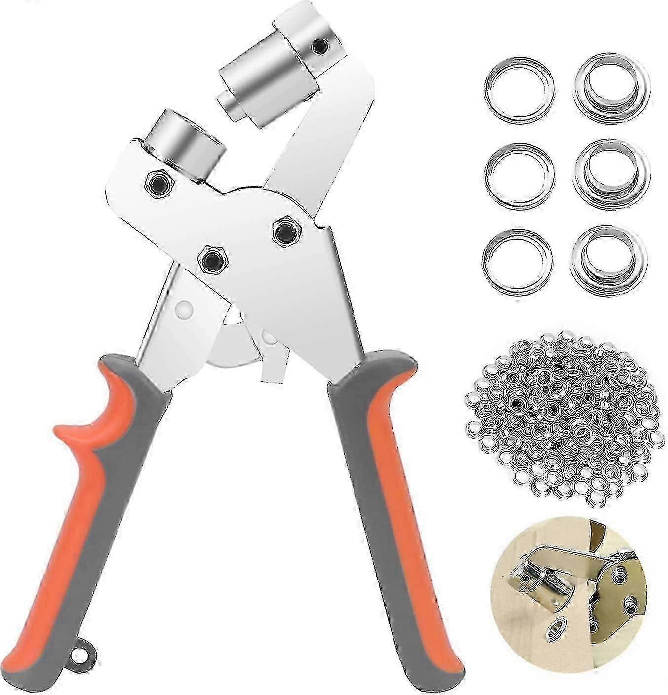 Professional eyelet punch pliers for tarpaulin and fabric with 100 eyelets