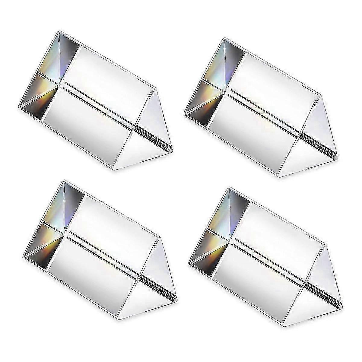 4Pcs Clear Triangular Prism for Rainbow Lights Crystal Optical Prisms Glass Physics Teaching Refrac