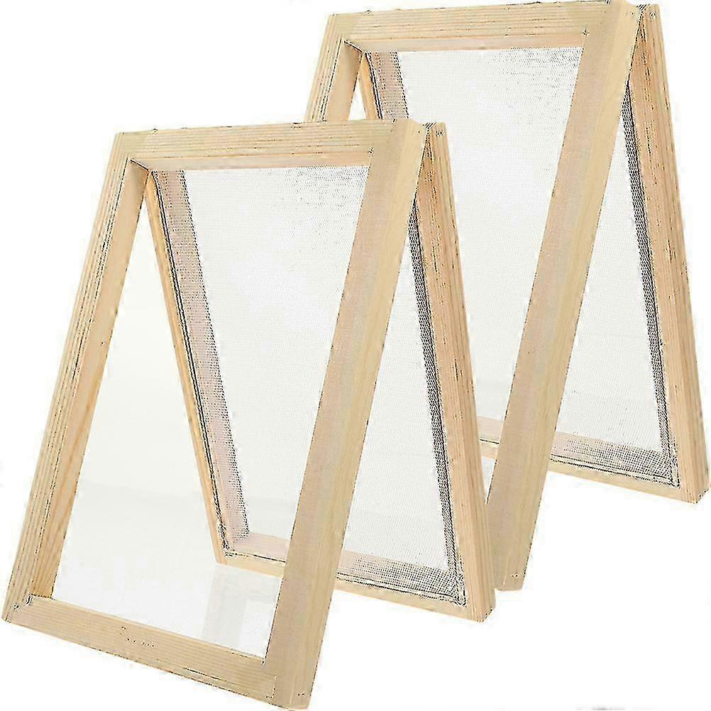 2pcs DIY Wooden Paper Making Frame Screen for Handmade Paper Craft, 18x12.5x2.3cm Size
