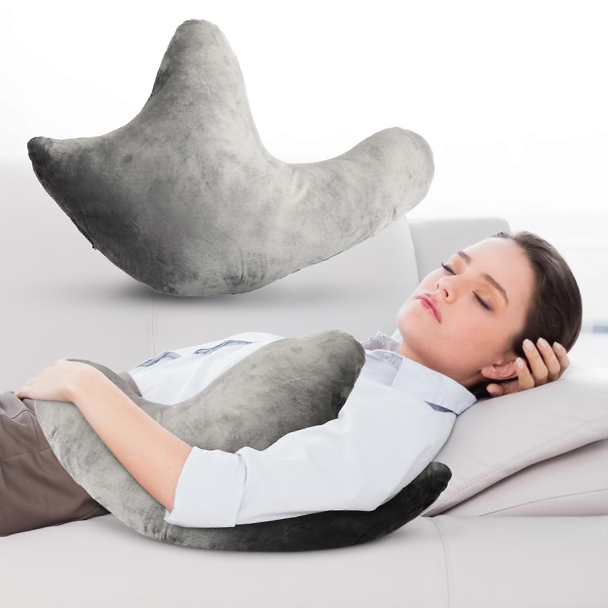 W Shaped Shoulder Support Pillow, Rotator Cuff Post Surgery Cushion for Neck and Shoulder Pain, Washable Microplush Velour Cover, Gray