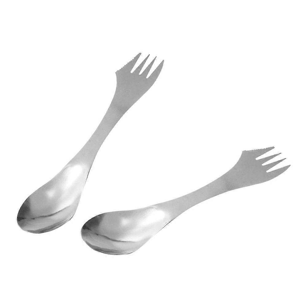 Stainless Steel Tableware Mealtime Silver Easy to Clean 2Pcs