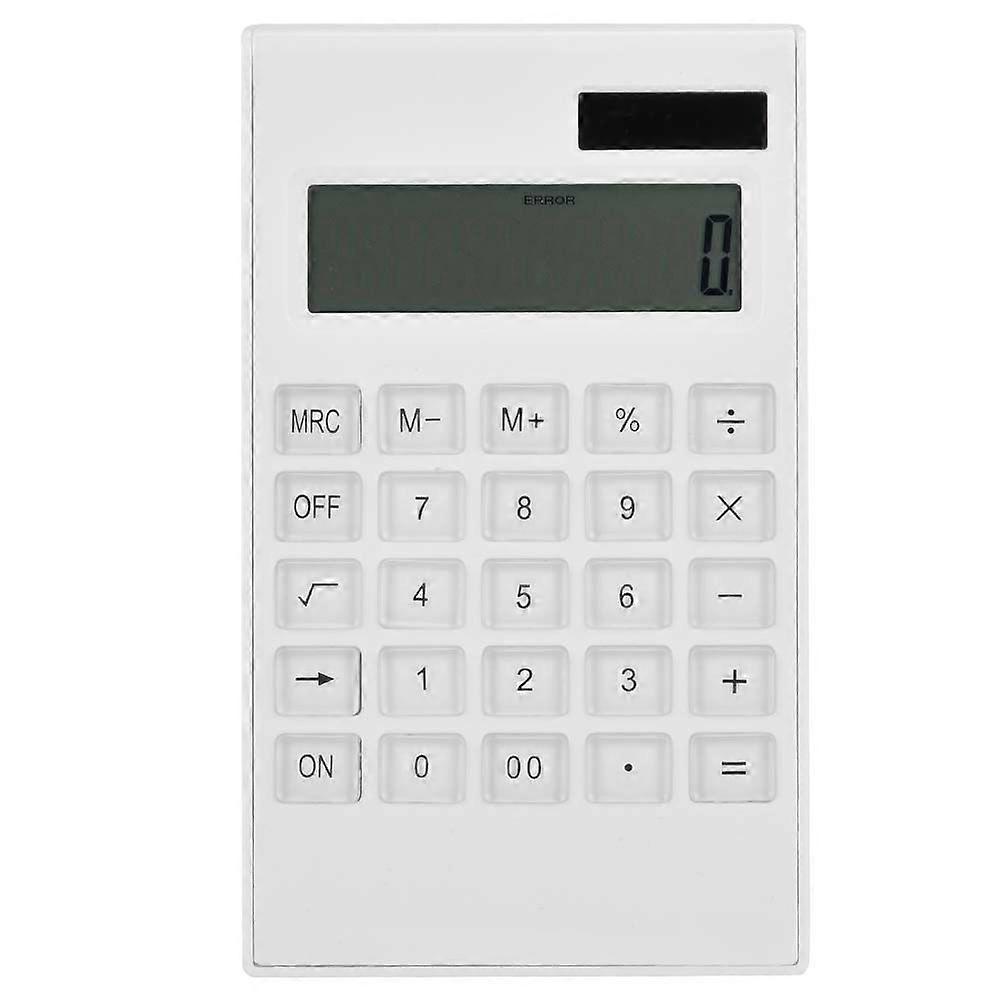 Student Scientific Desktop Solar and Battery Dual Powered White Calculator with Crystal Button
