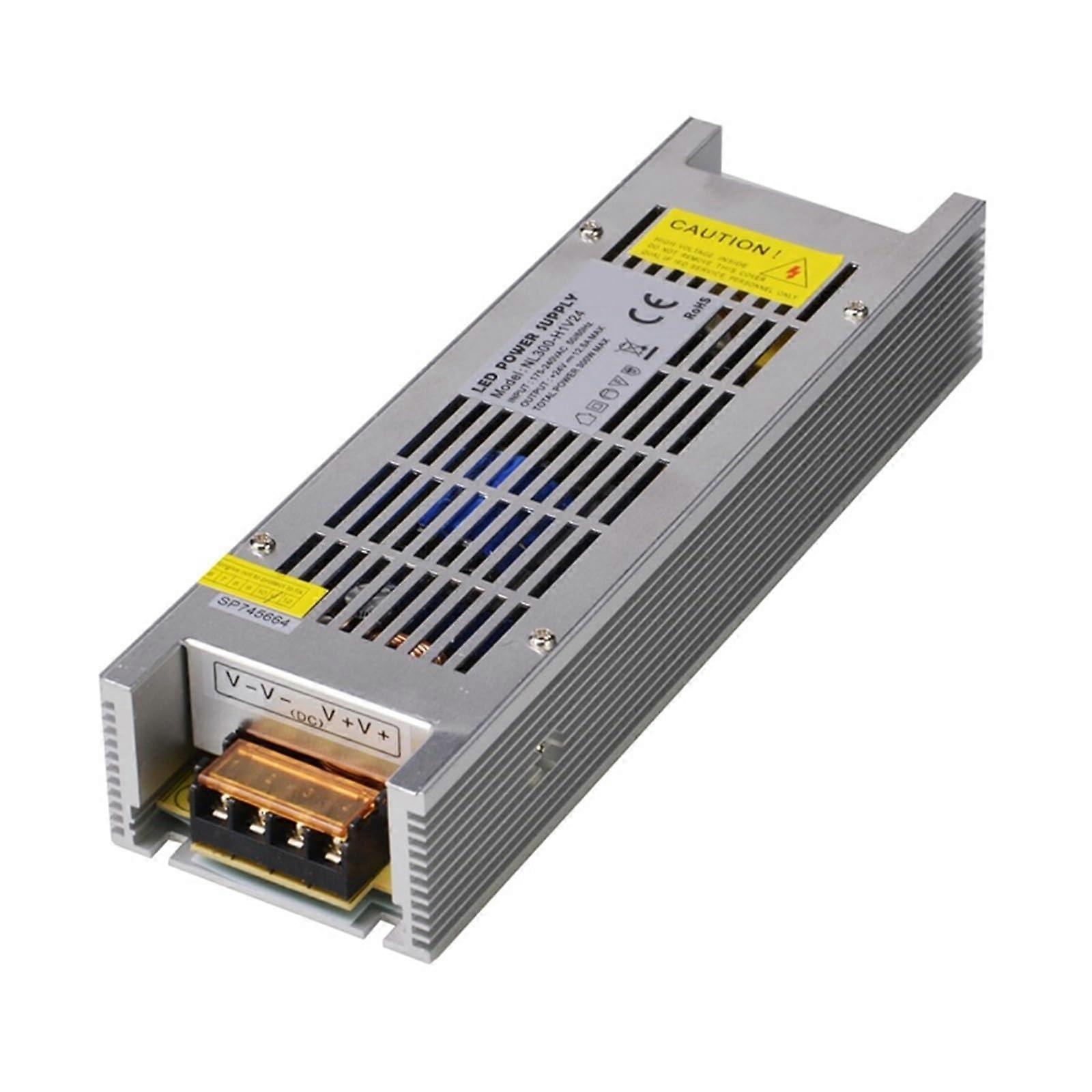 LED Power Supply 24V DC 300W 12A Constant Voltage, 175240V AC Input, Fanless IP20, No