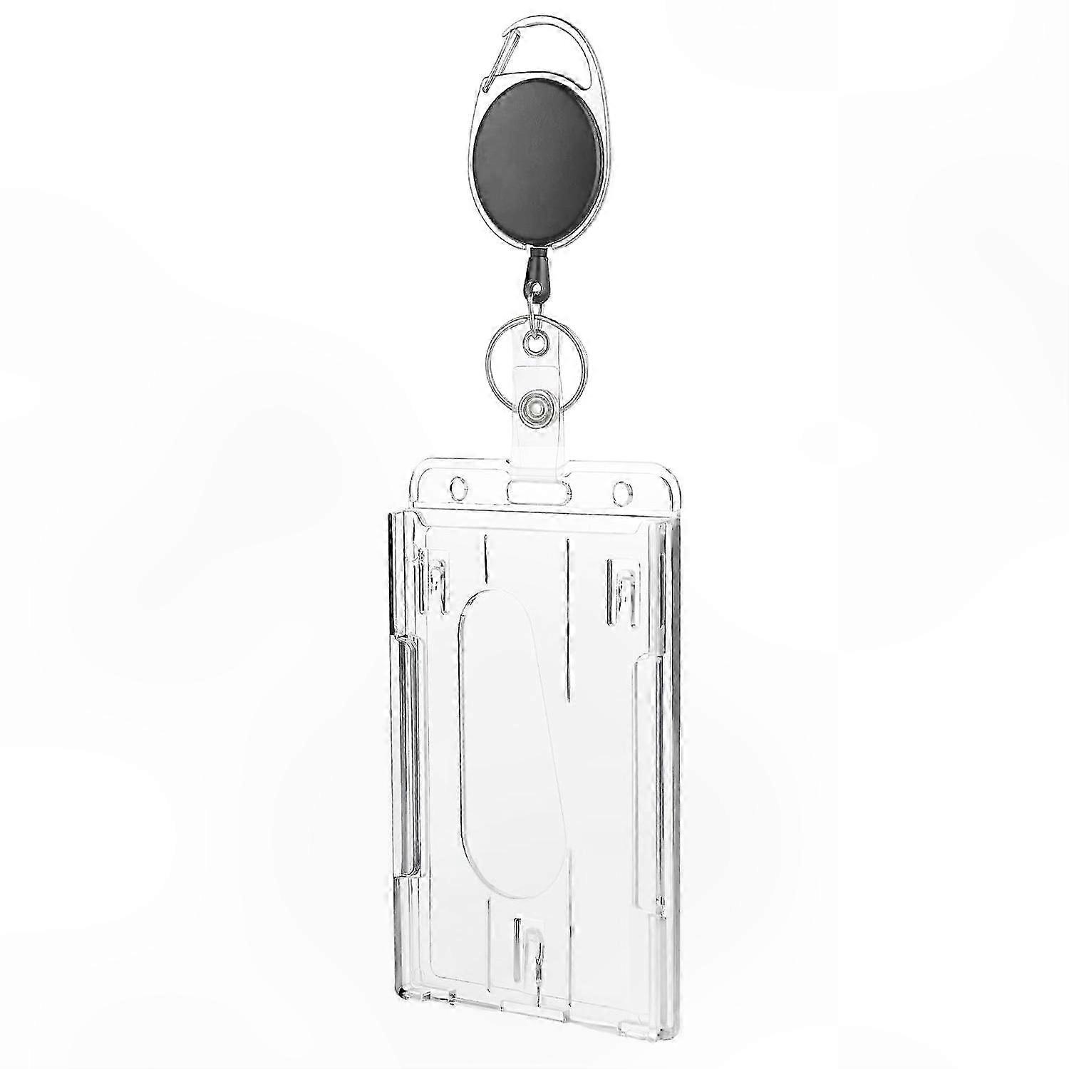 ID Card Holder with Extendable Clip and Horizontal Design for Dual Use Cases