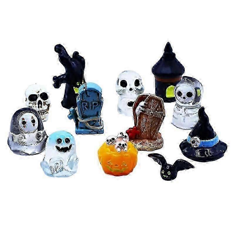 12pcs/Set Mini Cartoon Ghost Skull Tombstone Ghost Face Pumpkin Hal...