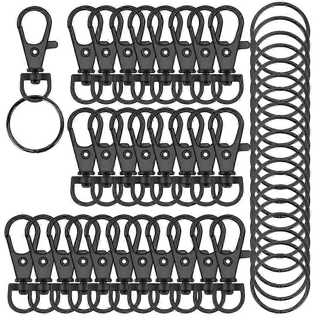 100PCS Swivel Snap Hooks with Key Rings, Metal Lobster Claw Clasp