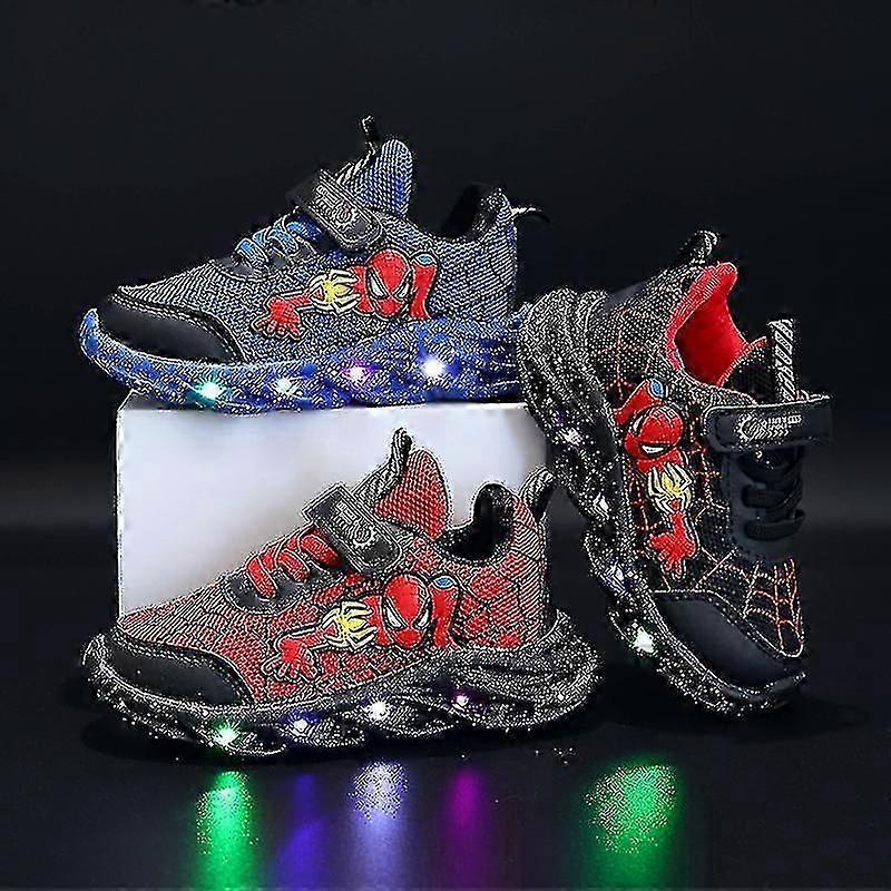 Gutter ledet uformelle joggesko Spiderman utendørssko Barn lyser opp sklisikre sko for vår og høst