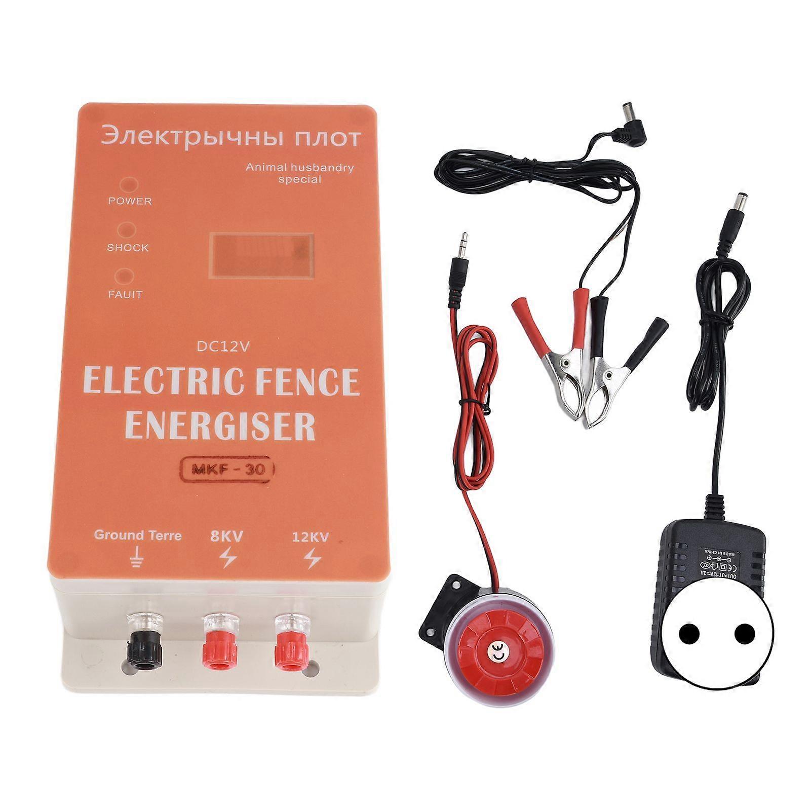 30KM電気柵エナジャイザー安全高電圧パルス動物フェンスアラーム屋外100μ240VEUプラグ用