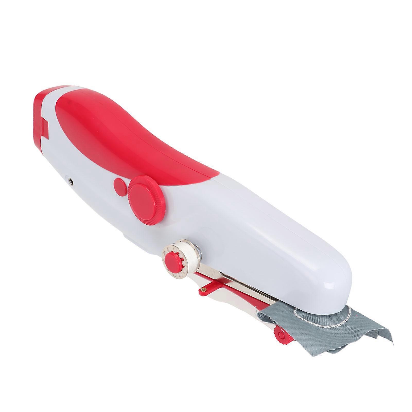 Portable Handheld Double Thread Mini Sewing Machine Red Battery-Powered