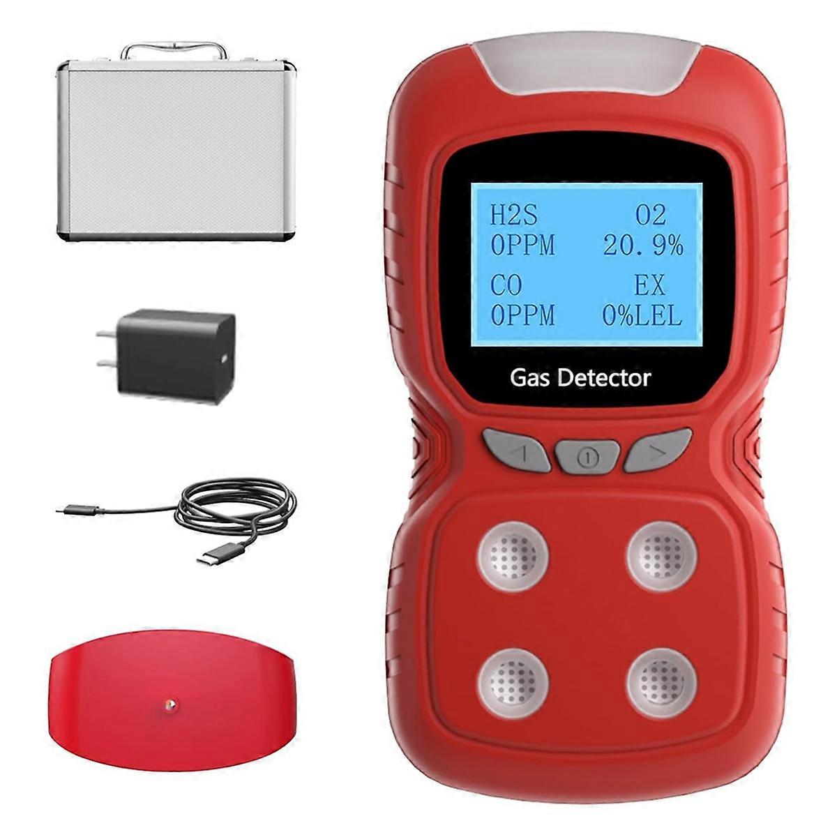 4 Gas Monitor,4 Gas Detector for H2S,CO,LEL and O2,Adopt High-Precision ADC Acquisition Chip and 32-Bit Nano-Processor A