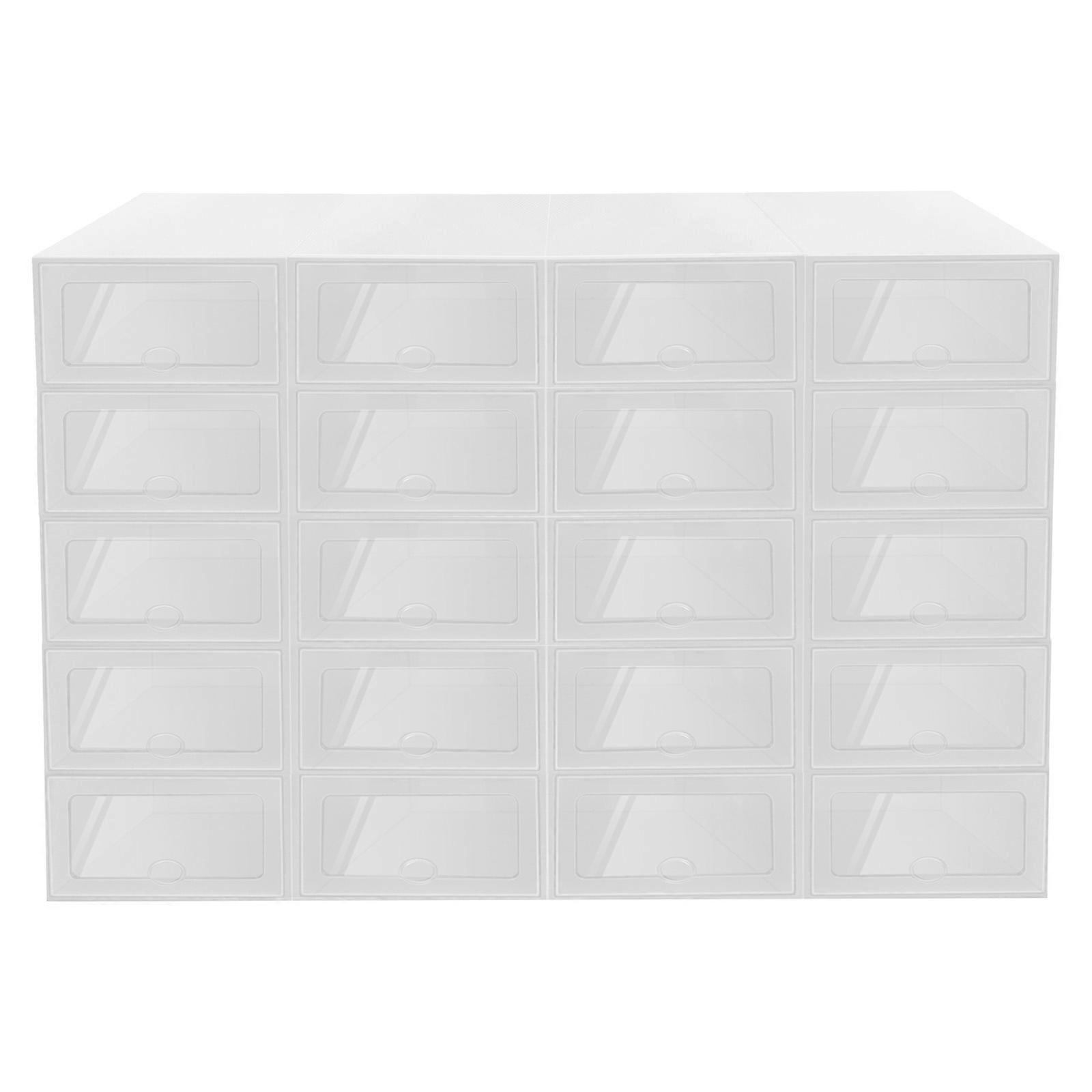 20 Pcs Stackable Shoe Box Rectangular Plastic Shoe Storage Box Transparent