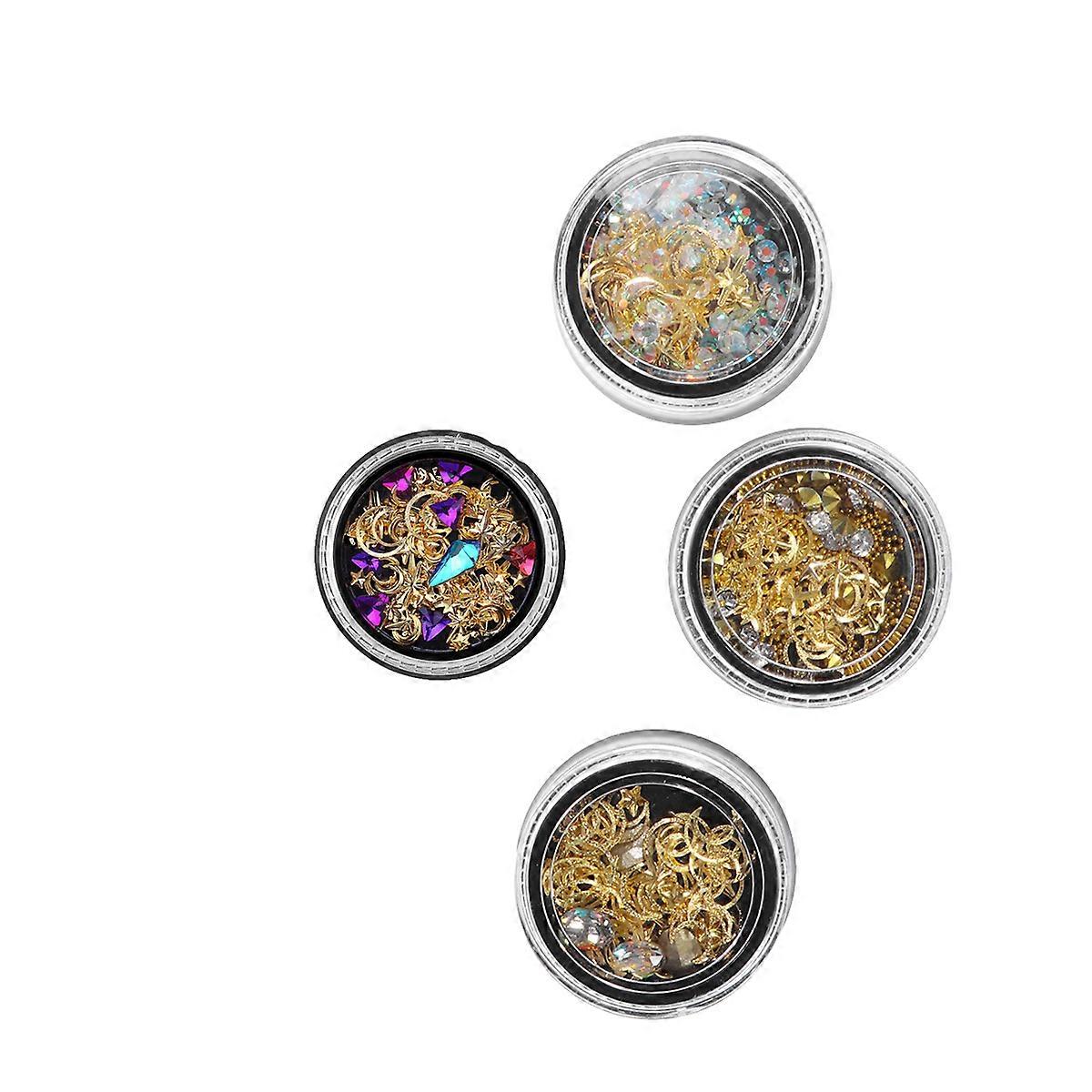 Gems for Nails Nail Rhinestone Kit Assorted Color 6cm Size for Nail Art Lovers Home Use 4Set