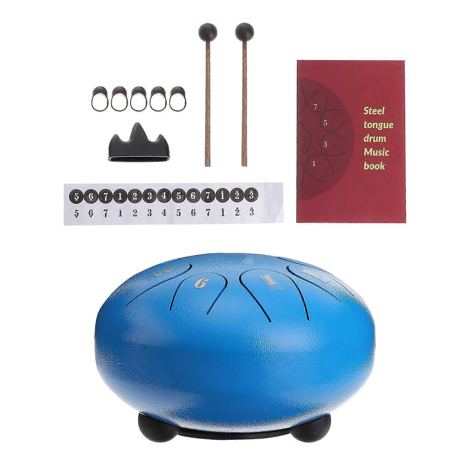 Tongue Drum Steel Ethereal Drum for Music Use 1Set 8-Tone Portable Blue