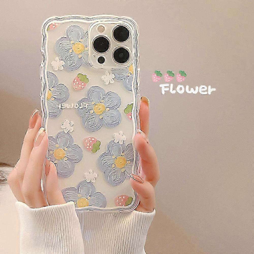 Summer Floral Transparent Phone Case for Models 11 12 13 14 Pro Max XR Xs Max 7 8 Plus Cute Cover Design Retro Art Style