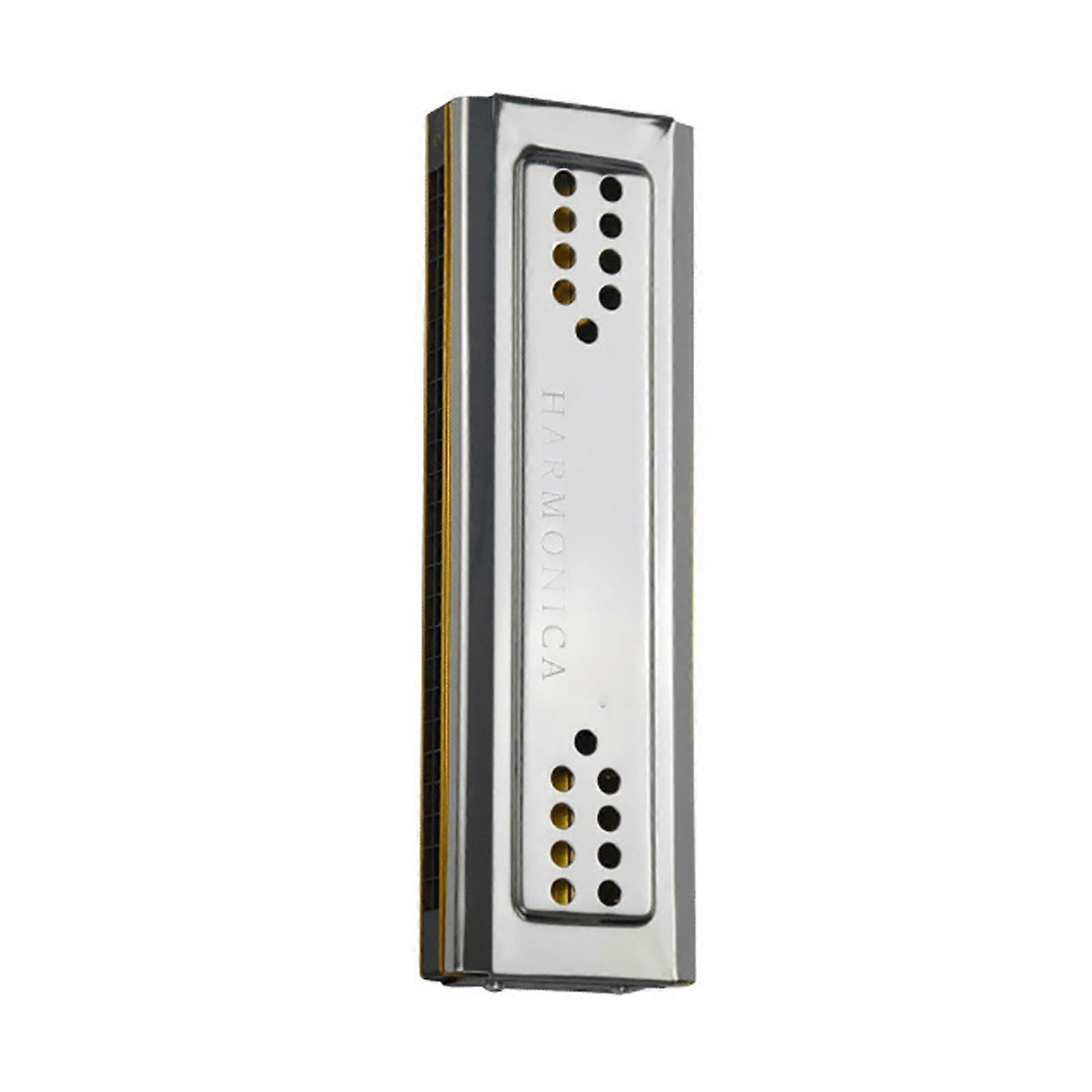 Double Sides 24-Hole Harmonica C-G Key 180x57x22mm Silver