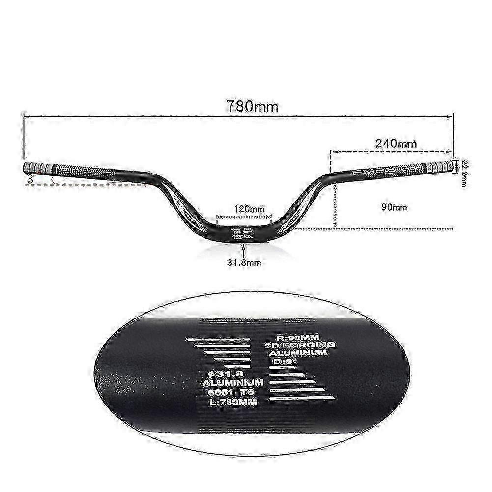 MTB Heightened risers Handlebar Crossbar With Large Angle Swallow Shaped Handlebar 720/780mm Biker Cycling Part