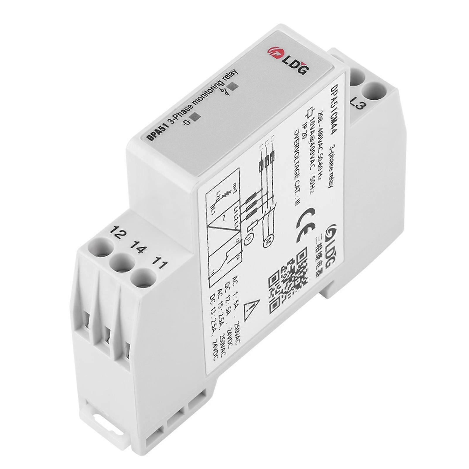 Relais de surveillance triphasé DPA51CM44, protection de séquence de phases 208-480 VCA