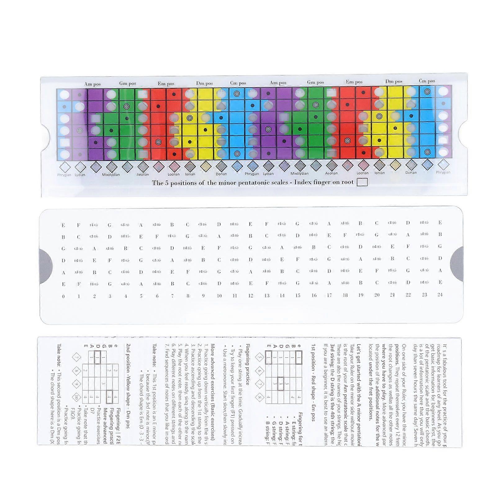 Guitar Pentatonic Sliding Ruler Plastic Multi Color Guitar Scales Sliding Ruler for Beginners