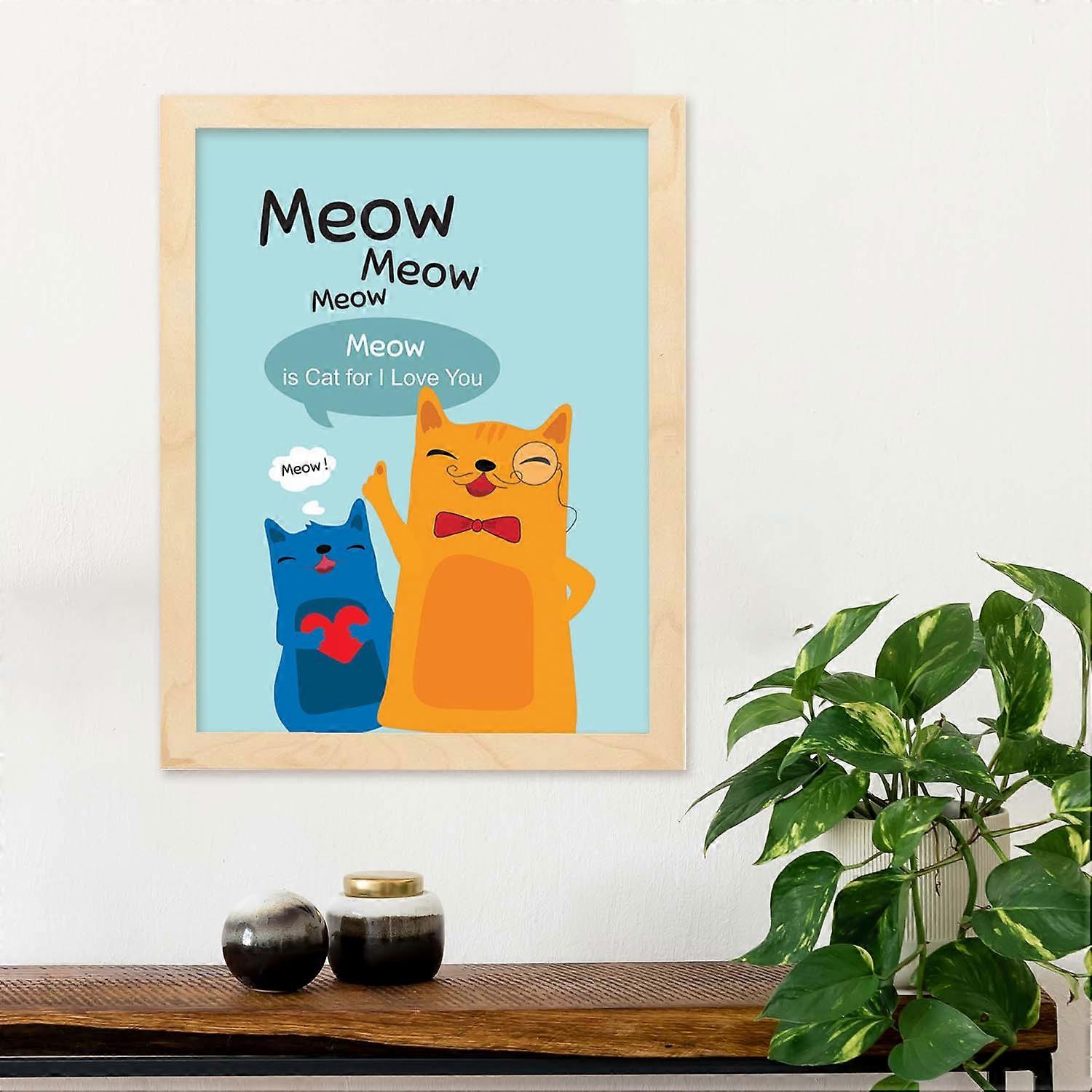 Affiche avec message heureux. Impression miaou.