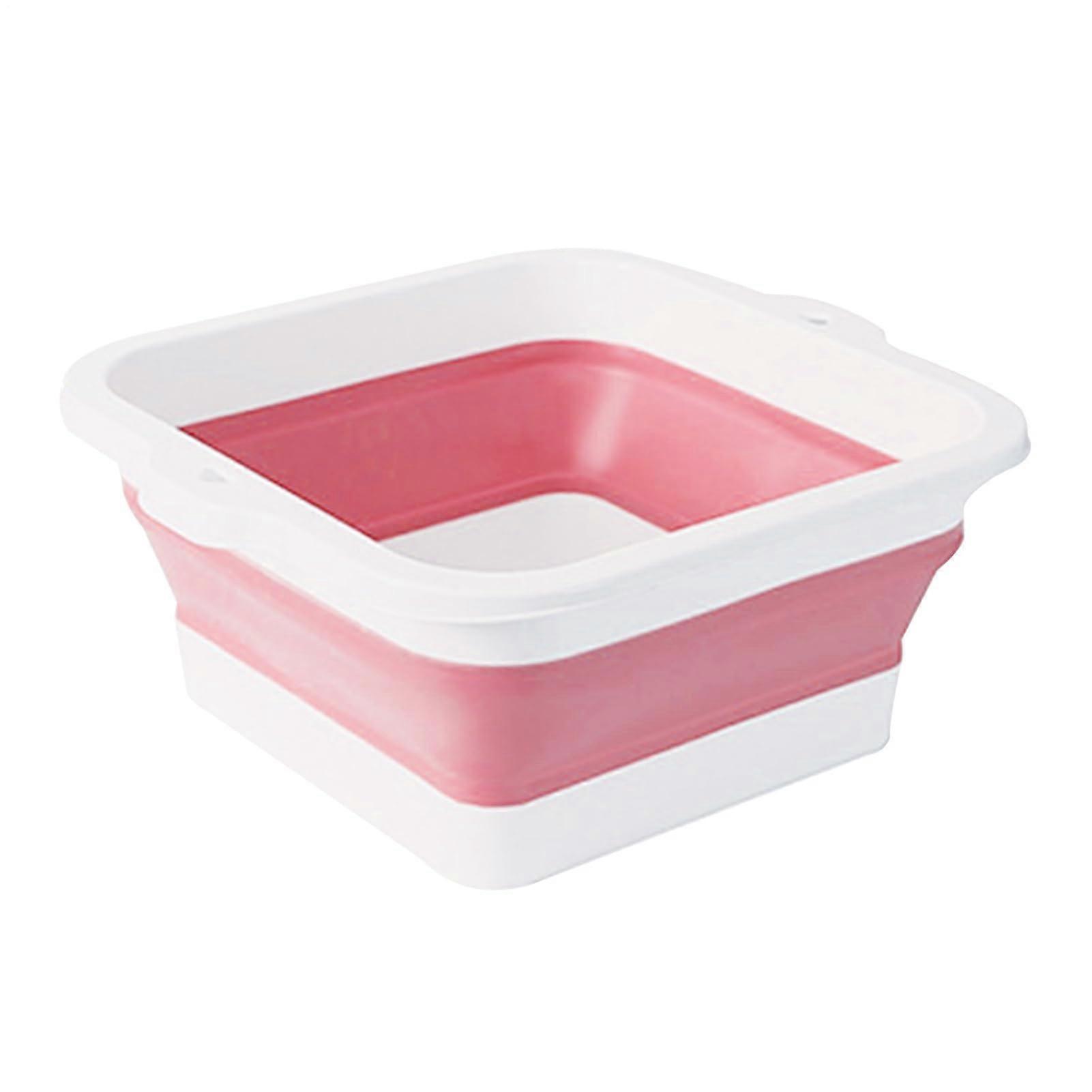 Foot Basin Foldable Soaking Bucket Anti Slip Massage Convex Points Men Women Elderly Pink 16.54 X 14.96 X 6.69 Inches