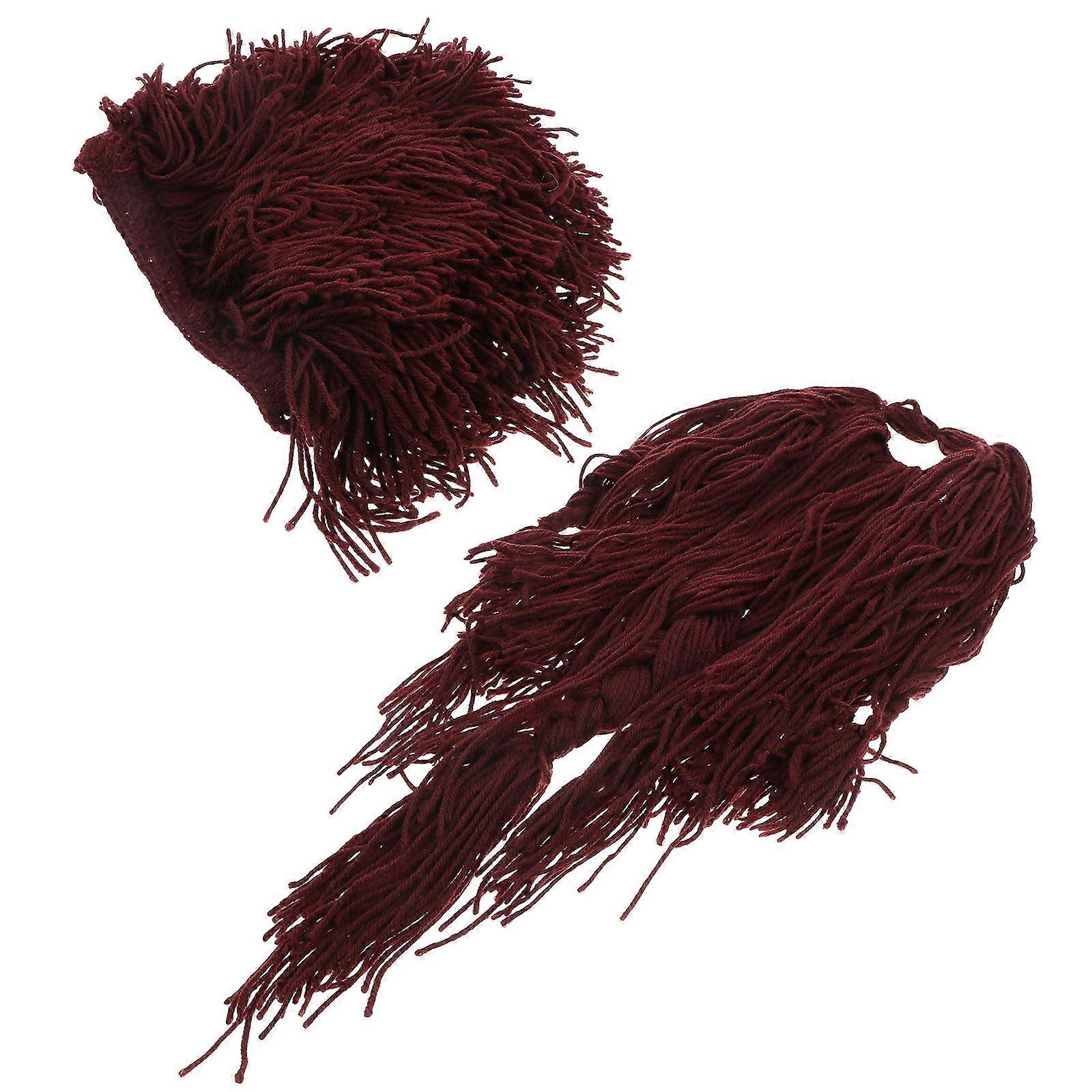 Funny Party Wig Cover Simulation Beard Mustache Wig for Use 2Pcs Coffee