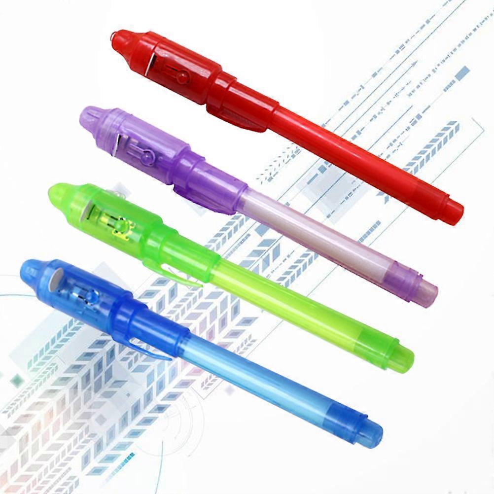 Invisible Marker Invisible Ink Pen for Daily Use Banks Currency Checking Assorted Color Button Battery Operated 4Pcs