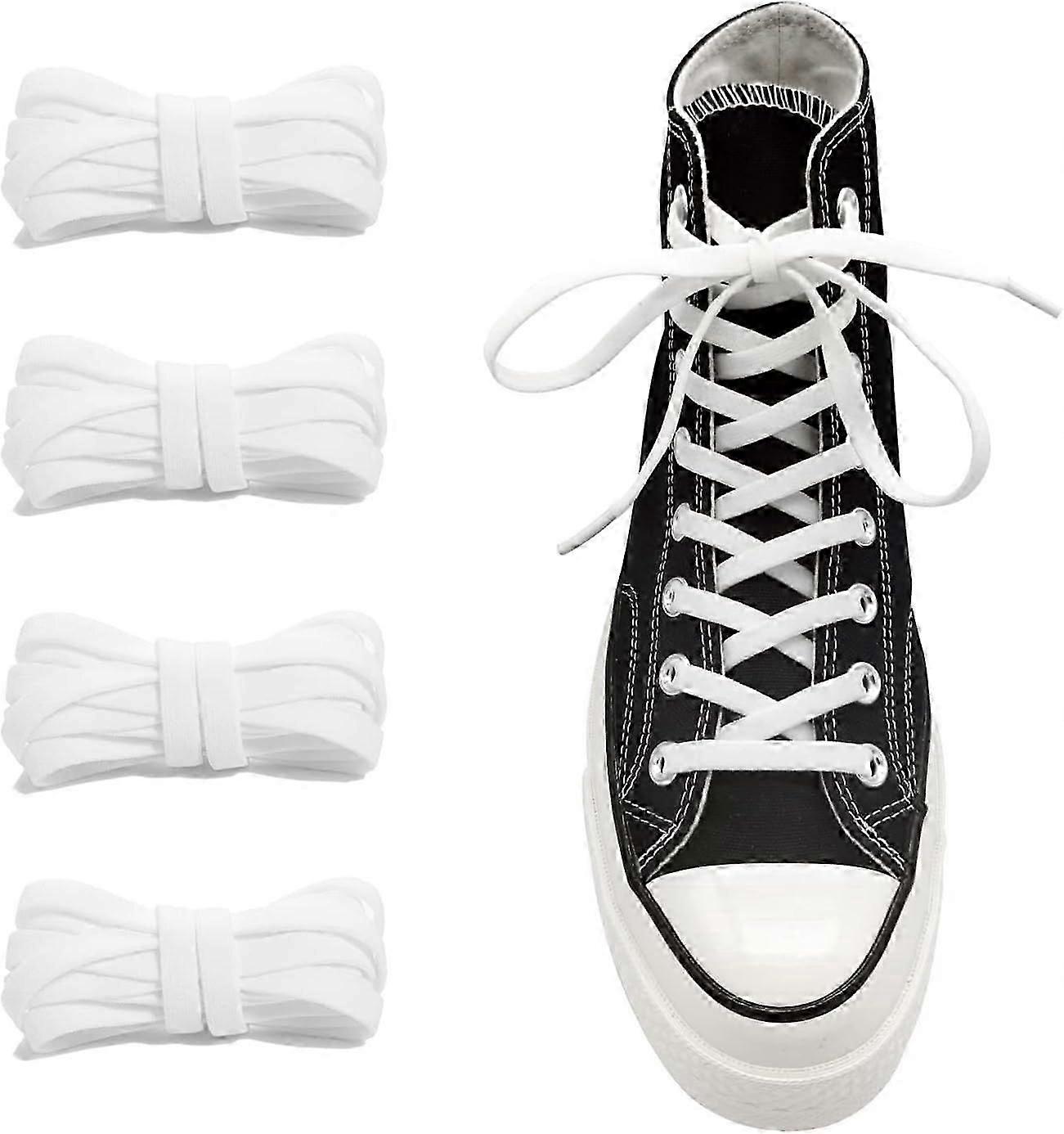 2 Pairs 5/16" Wide Elastic Shoe Laces Replacement Laces for Converse High Tops