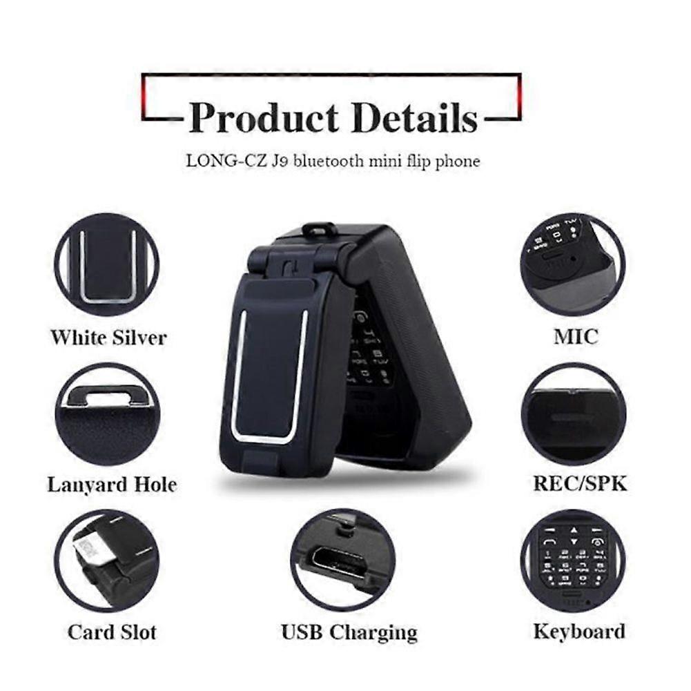 Mini Flip Mobile Phone 0.66 Inch Screen BT Dialer Smallest Mobile Phone