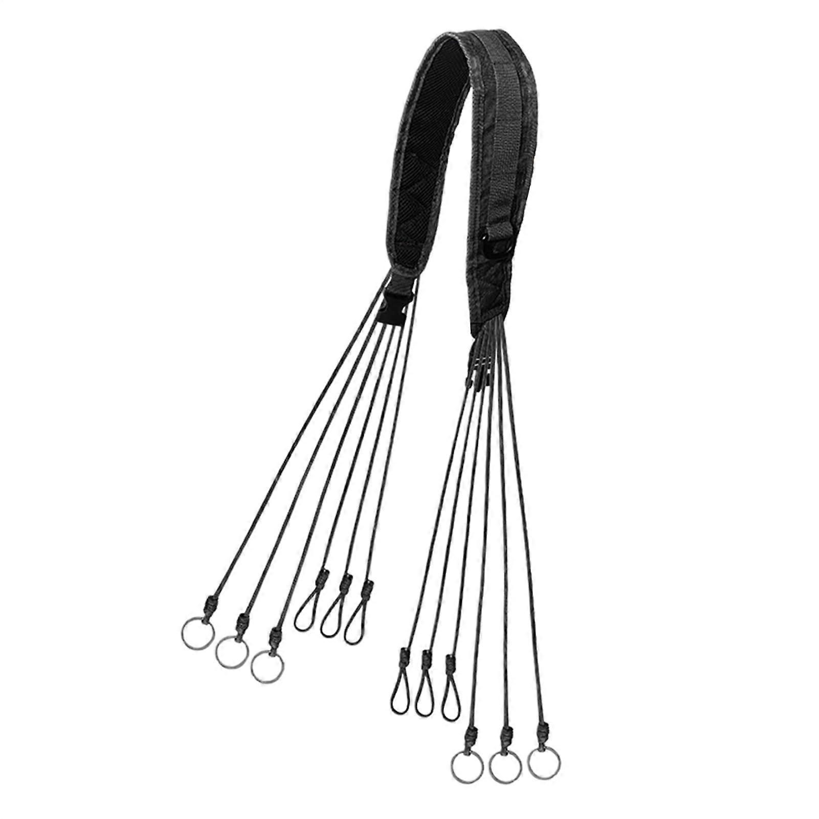 Duck Call Lanyards 60cm Waterfowl Carrier Strap, 12Ring Hunting Accessory, Durable Adjustable Design, Black Field Gear