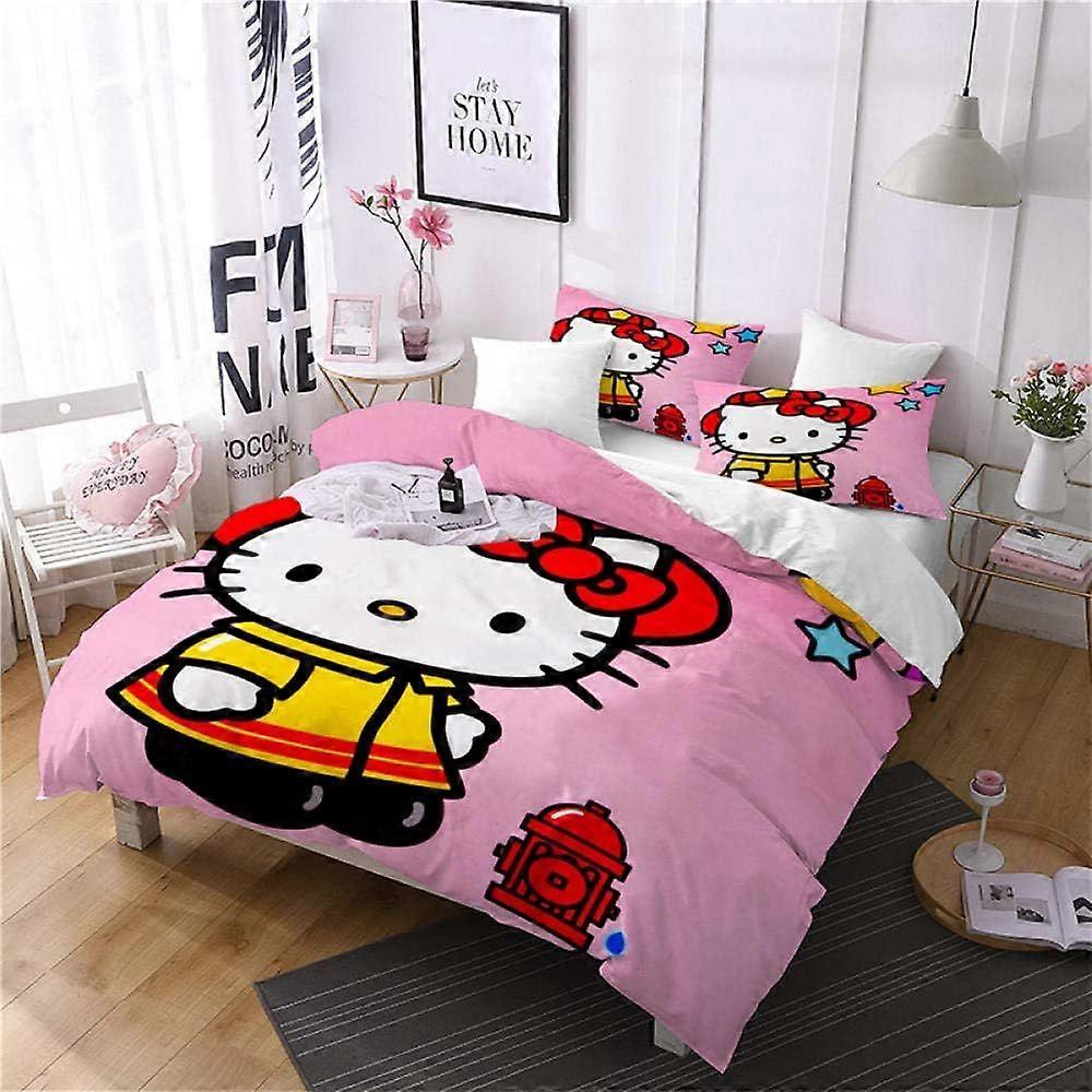 t534 3 Pieces Bedding Single Duvet Cover & Pillowcase 3D Print Effect Lightweight Microfibre Bedding Set Easy Care Anti-Allergic Soft Smooth - Cartoon