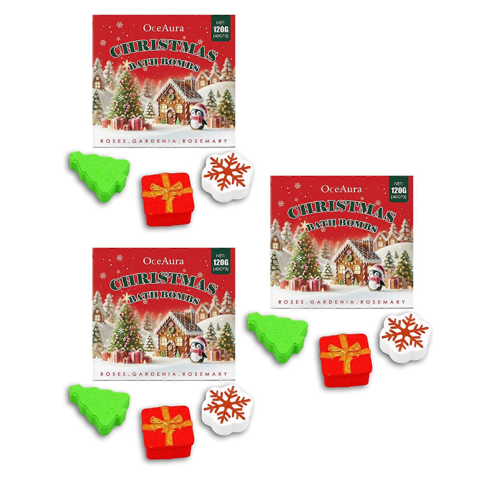 Xmas Bath Bombs Present for Women Xmas Tree Snowflake Bathbombs Set for Holiday Gifting