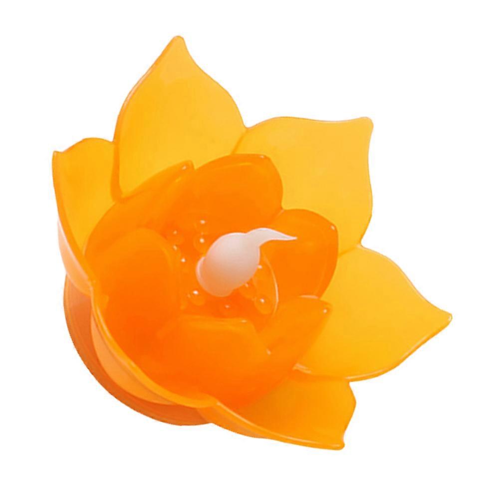 LED Lotus Flower Lamp For Friends Gatherings 7.5Cm Orange No Dripping Wax 1Pc