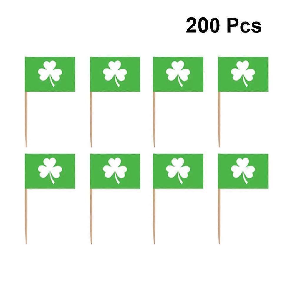 Irish Flag Toothpicks 200Pcs Clover Cake Decoration Assorted Color for Party Hosts