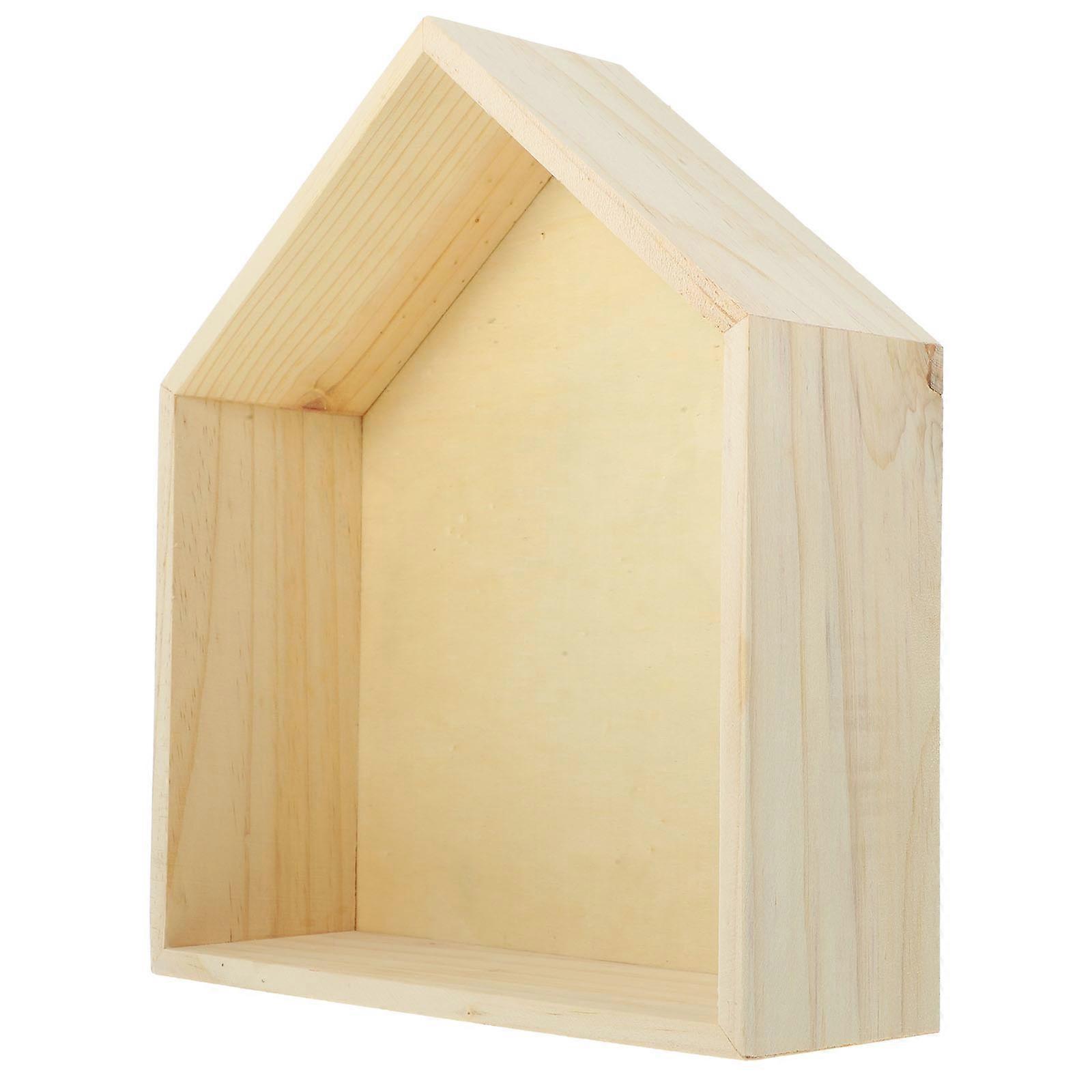 House Shape Wall Mounted Shelf Wooden Floating Shelf for Office 3Pcs