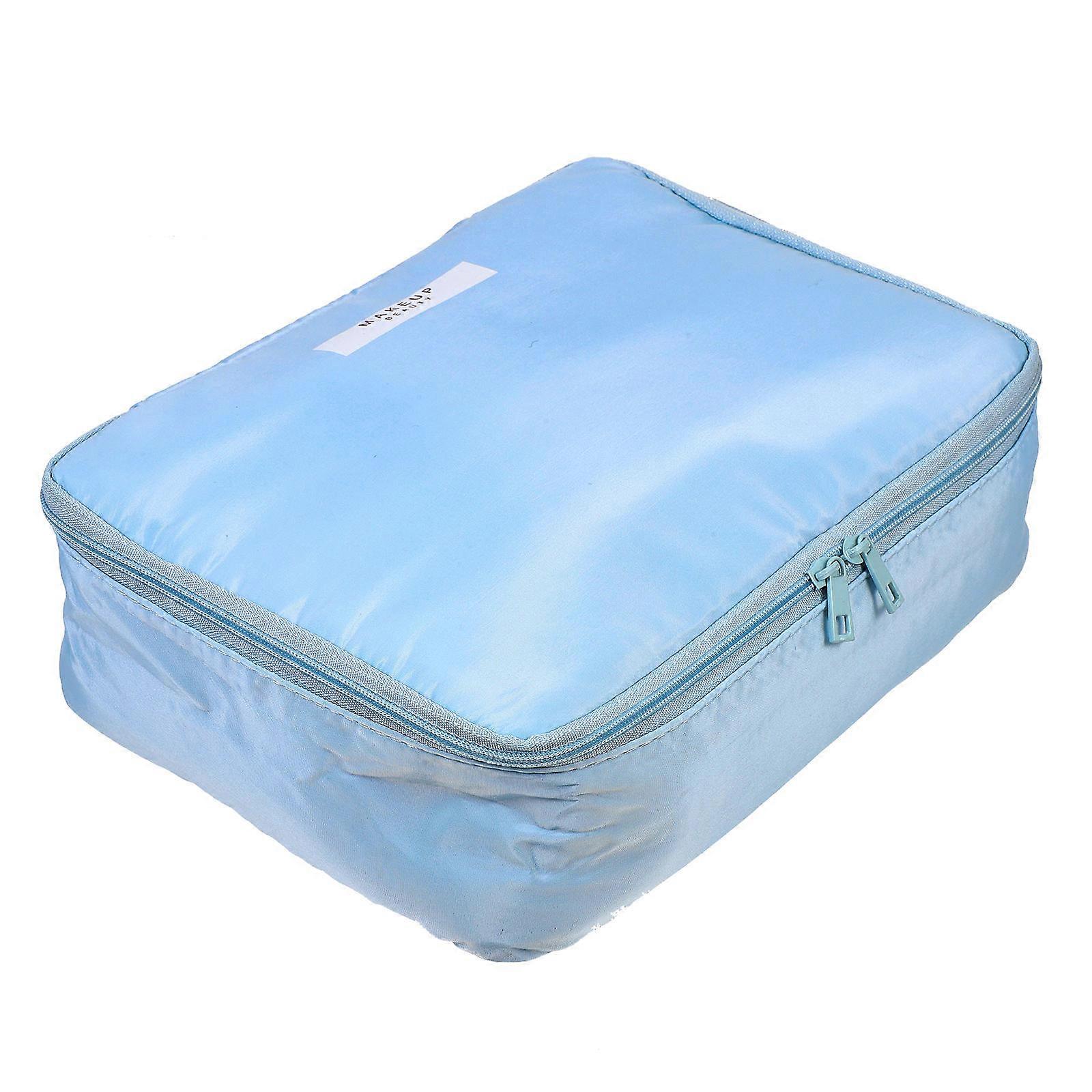 Portable Zipper Cosmetic Bag Large for Storage 3Sets Sky-Blue