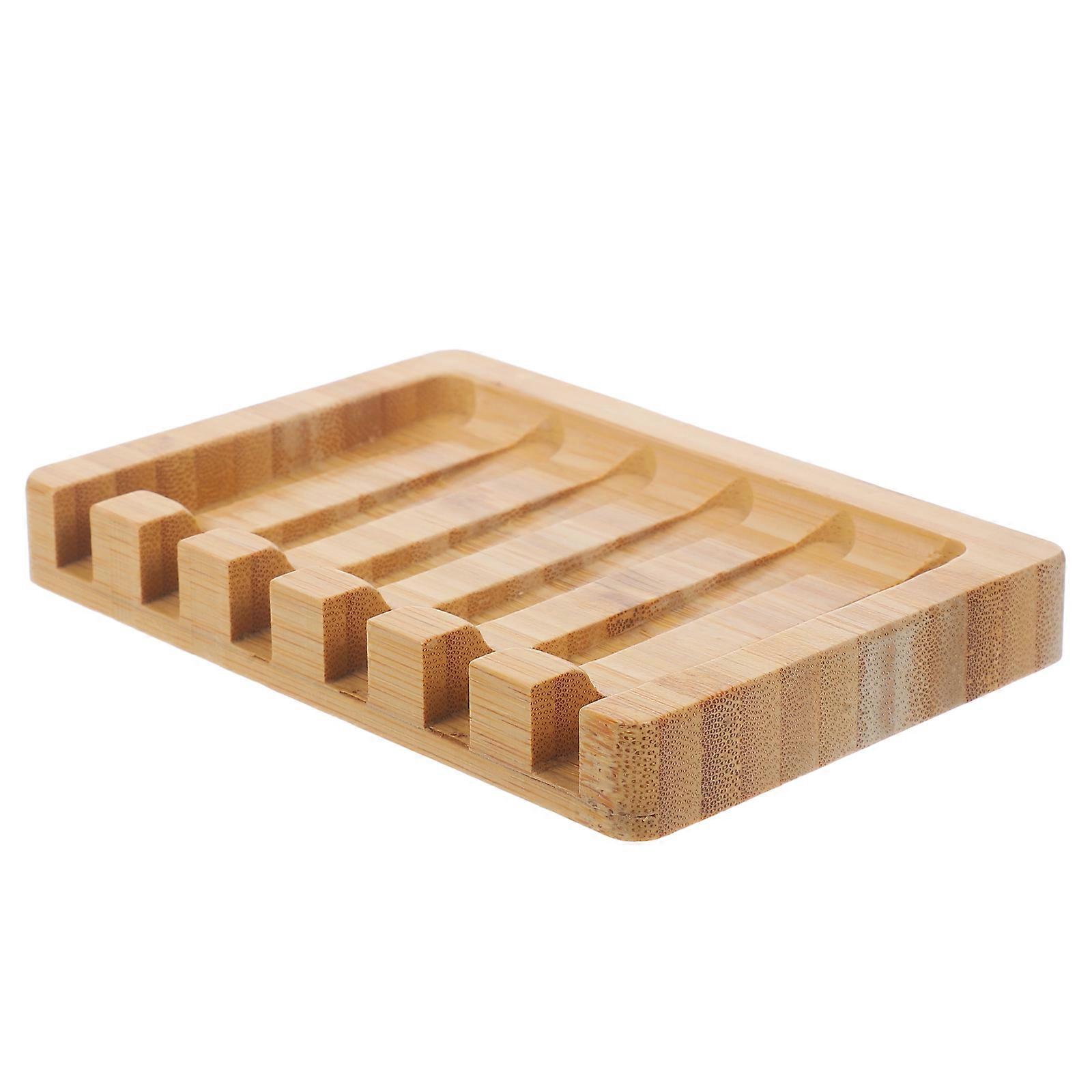 Khaki Bamboo Soap Tray for Storage 2Pcs Bar Soap Holder Bathroom Accessory