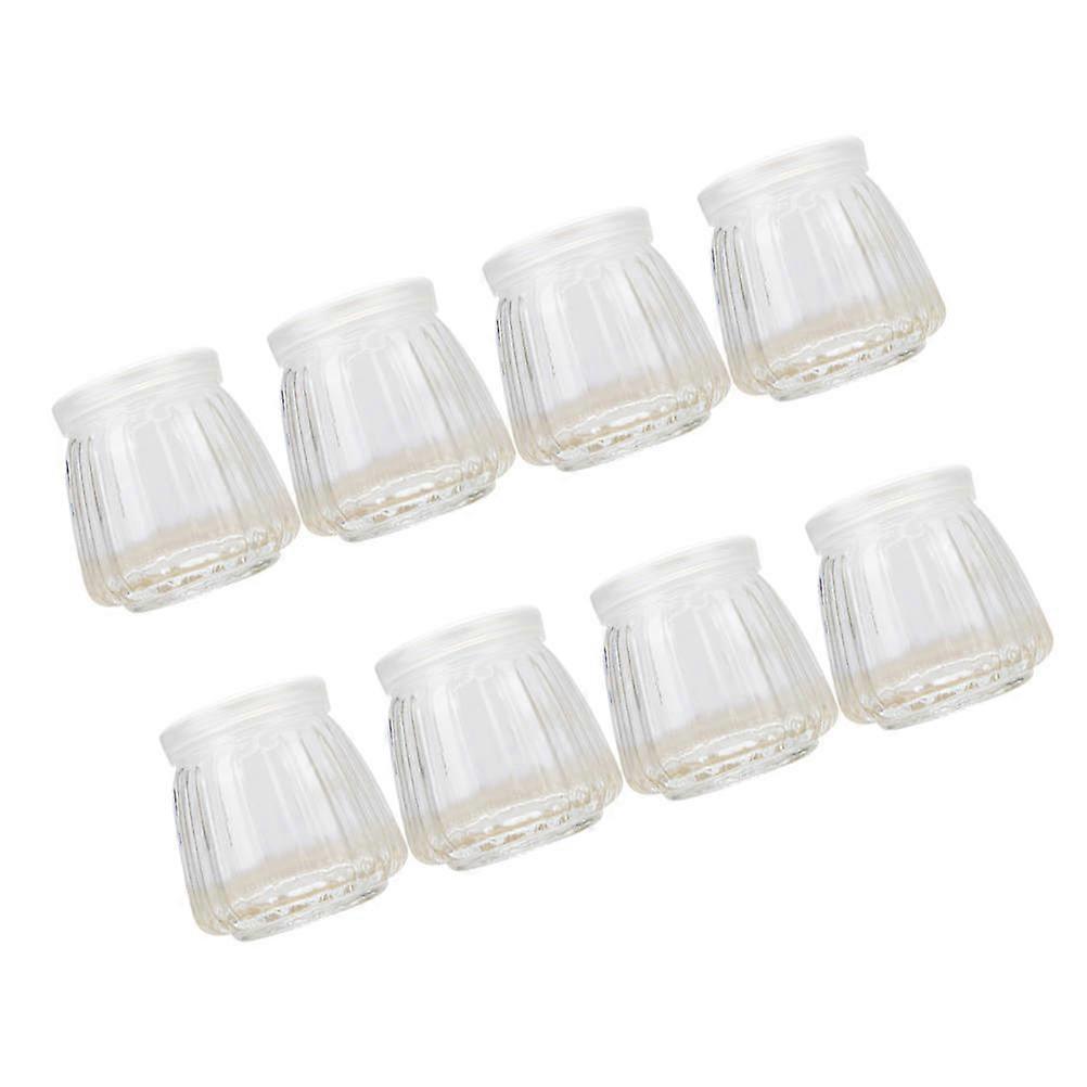 Glass Yogurt Jars Vertical Striped Pudding Bottles for Dessert Use 8Pcs