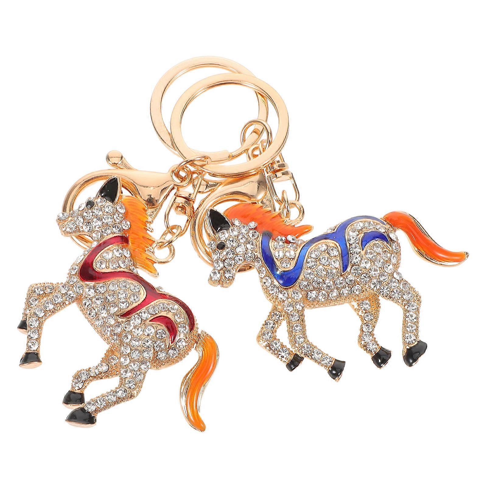 Horse Keychain Alloy Rhinestone Key Ring for Decoration 10Pcs Bundle