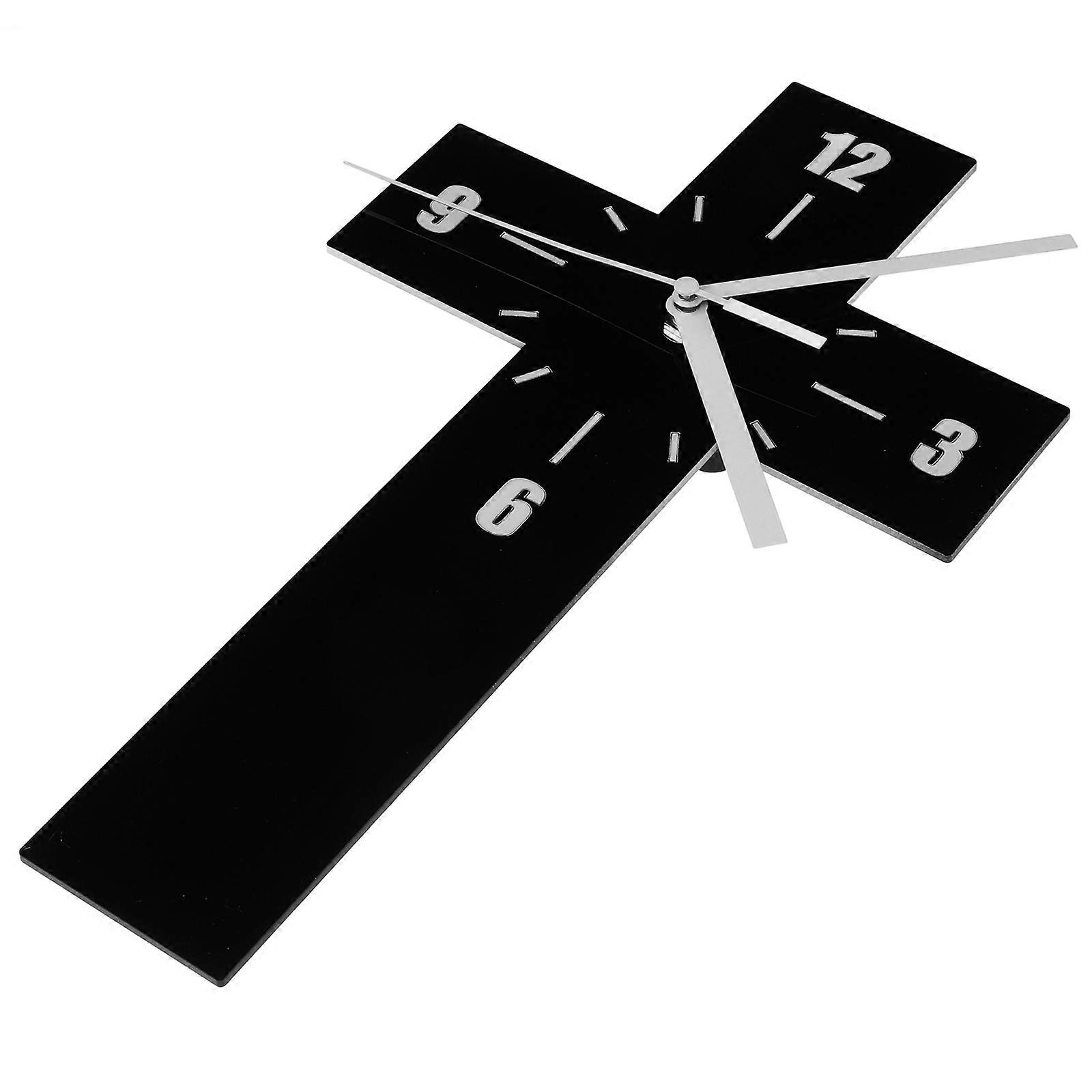Cross Wall Clock Battery Operated 3Pcs Acrylic Mute Wall Clock Decor