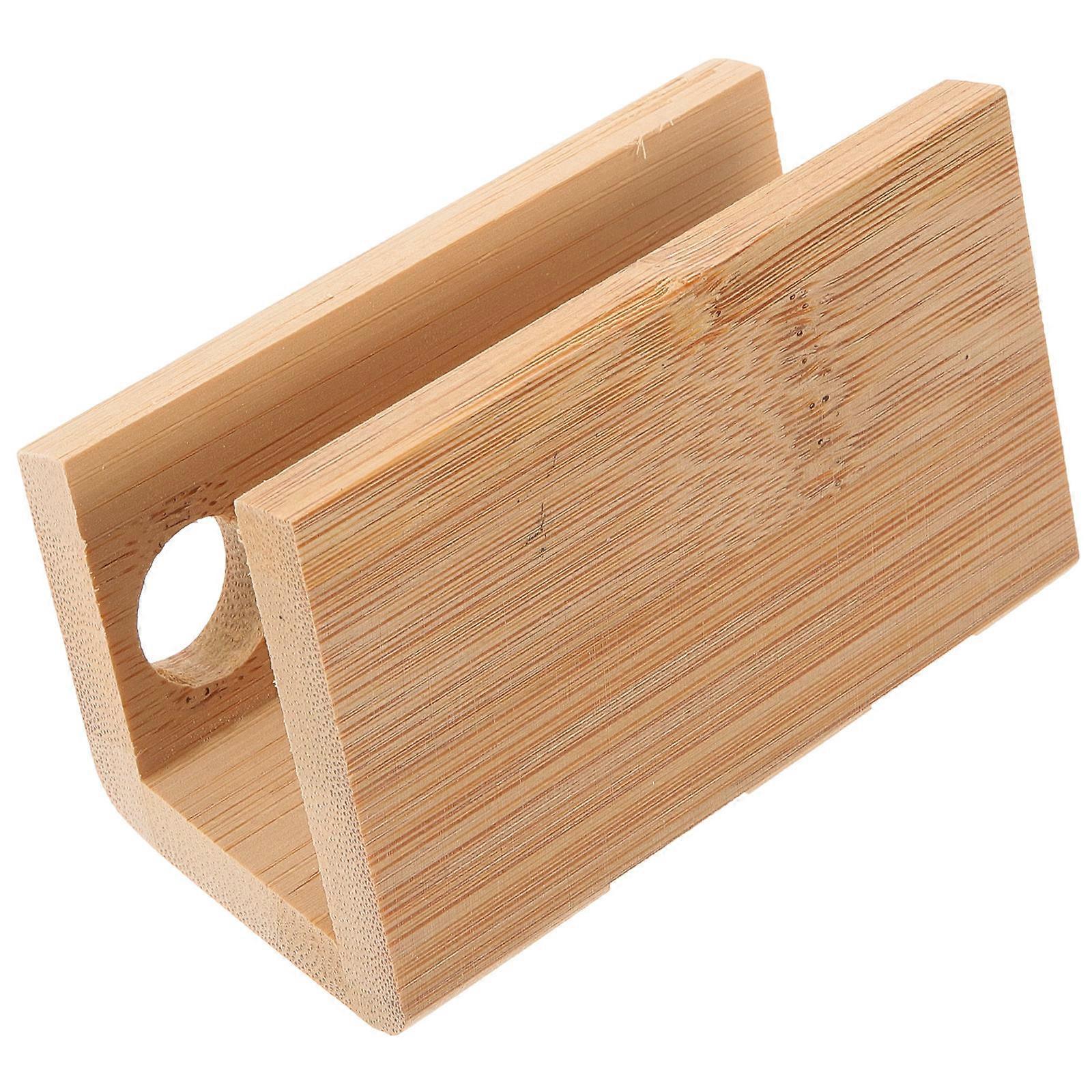 Beige Bamboo Toothbrush Holder for Storage Use 3Pcs Multi-Hole Countertop Stand