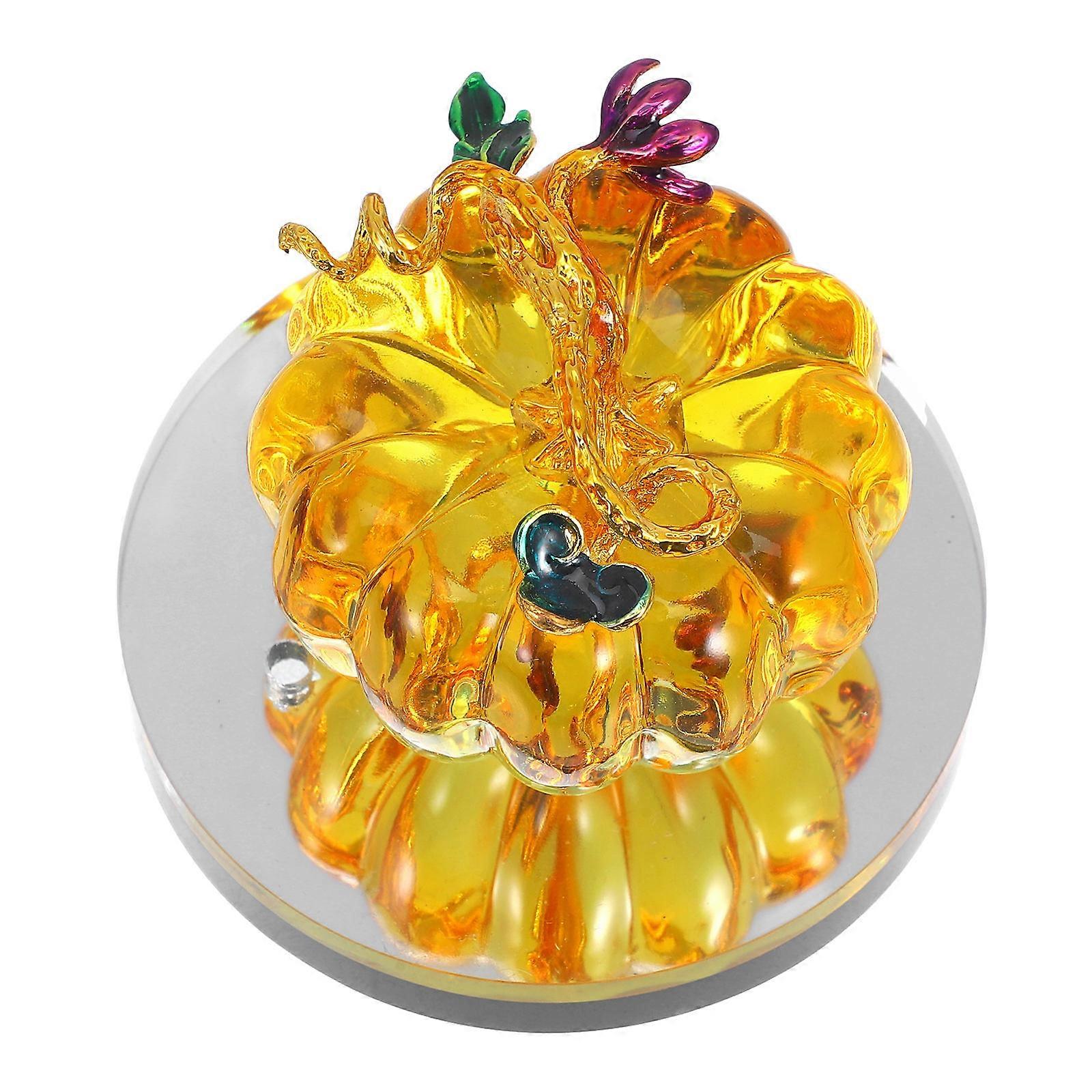 Crystal Pumpkin for Decor 2Pcs Mini Pumpkins Yellow Table Ornaments